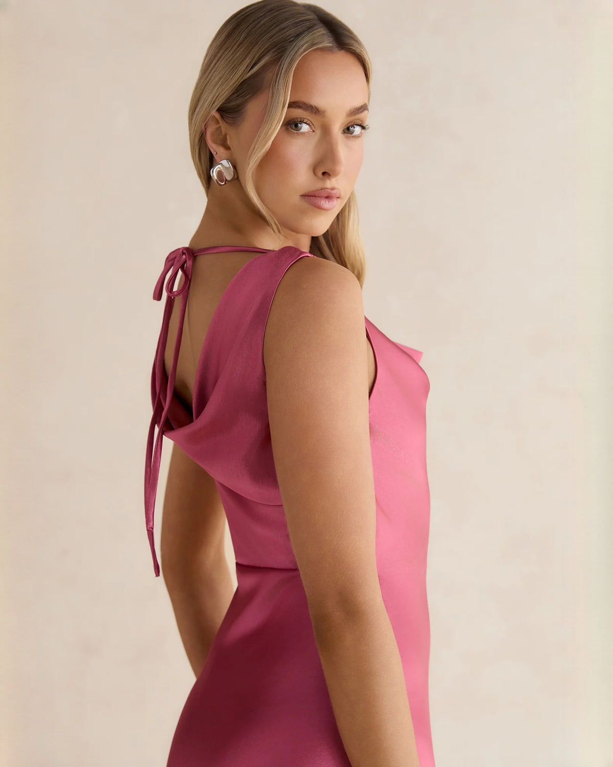 sleeveless satin a-line maxi bridesmaid dress - image 5