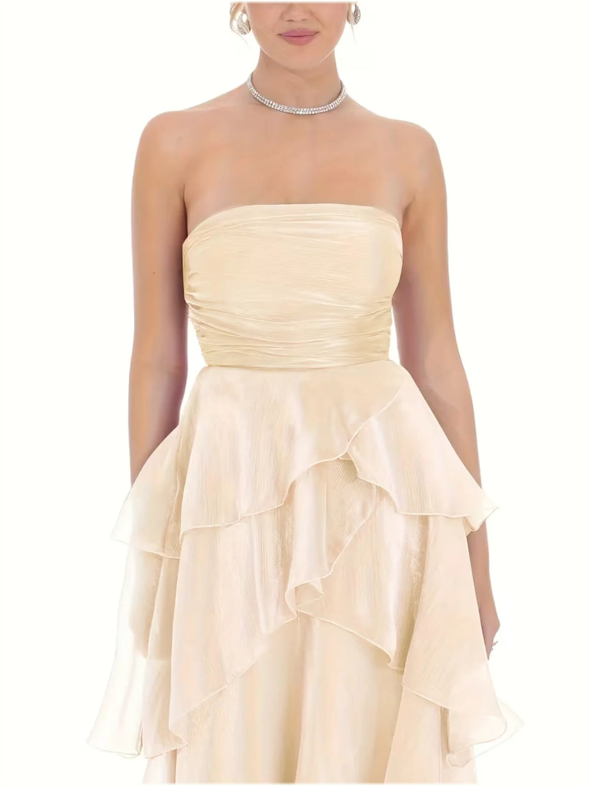 Purple floor-length wedding dress, alternate view showing the skirt and hem