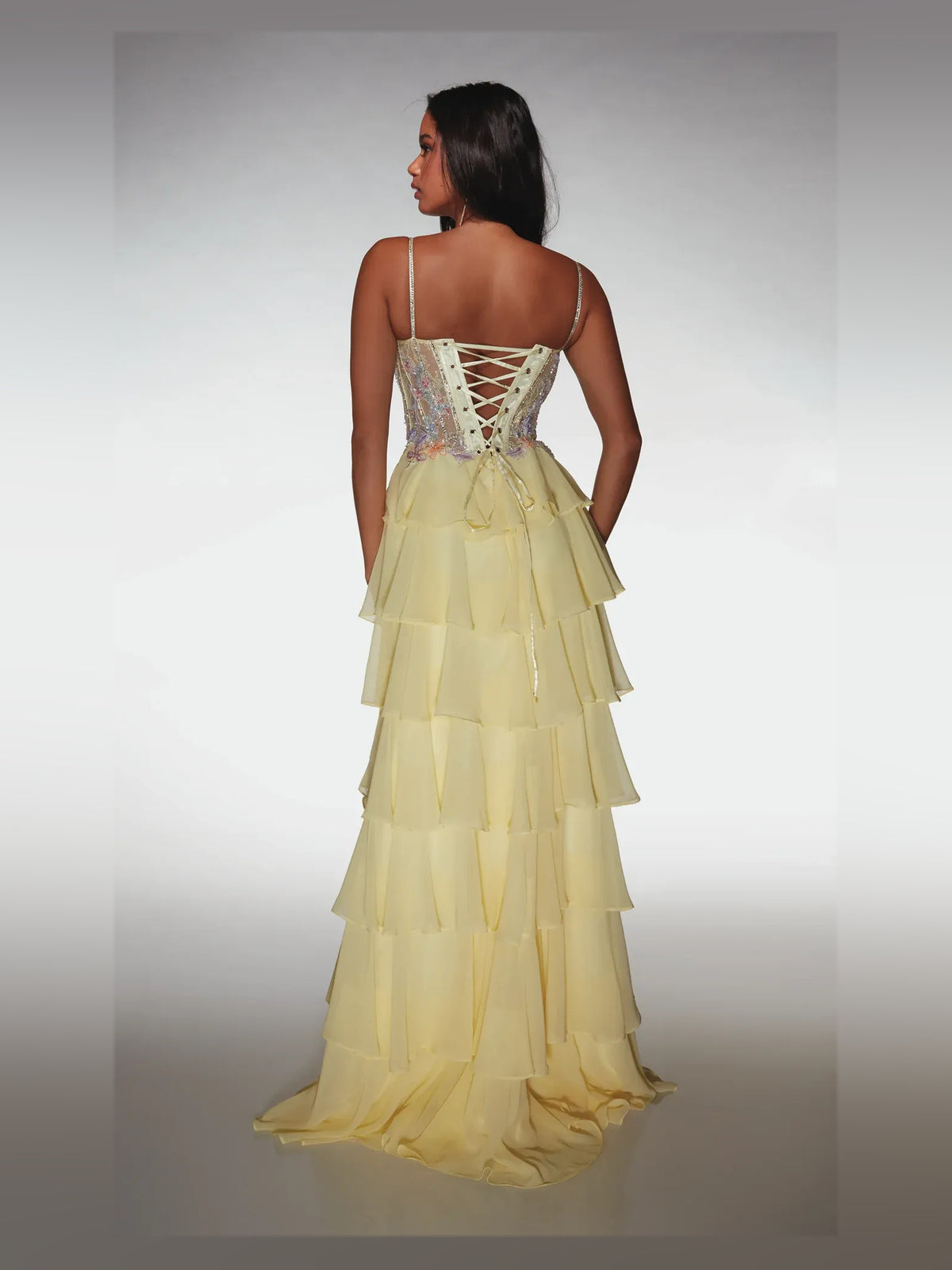 Blush Pink floor-length prom dress, alternate view showing the skirt and hem