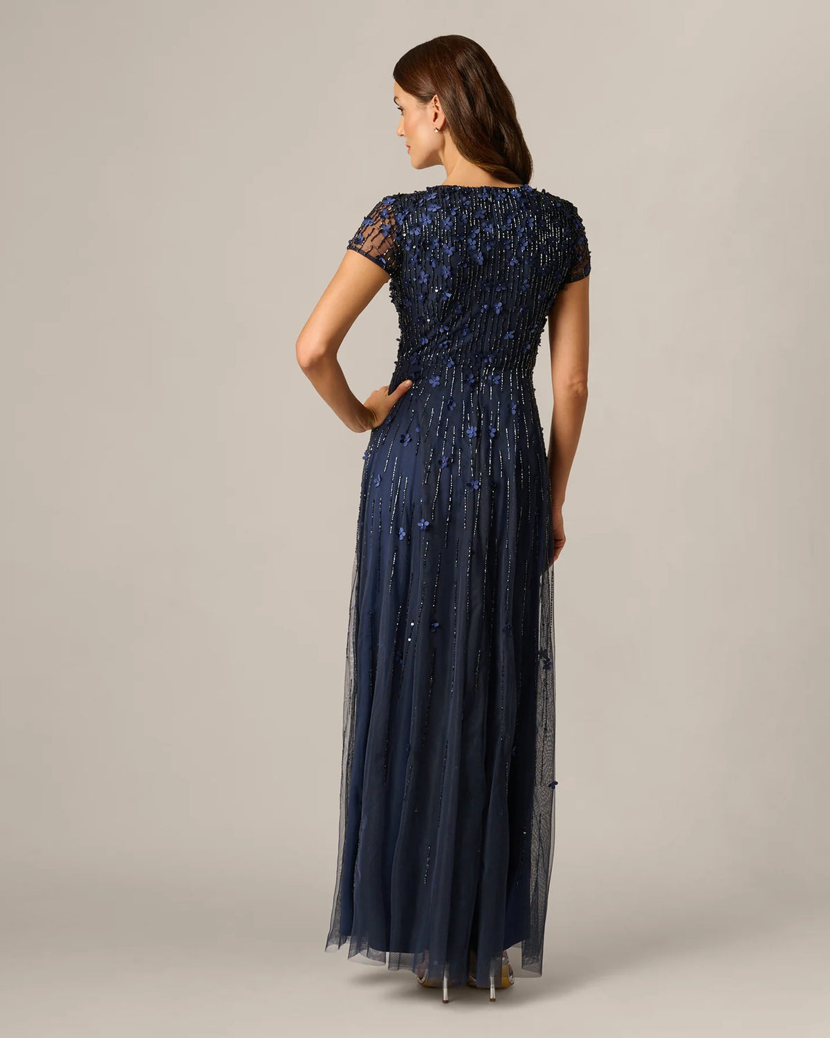 short-sleeve a-line maxi mother of the bride dress - image 5