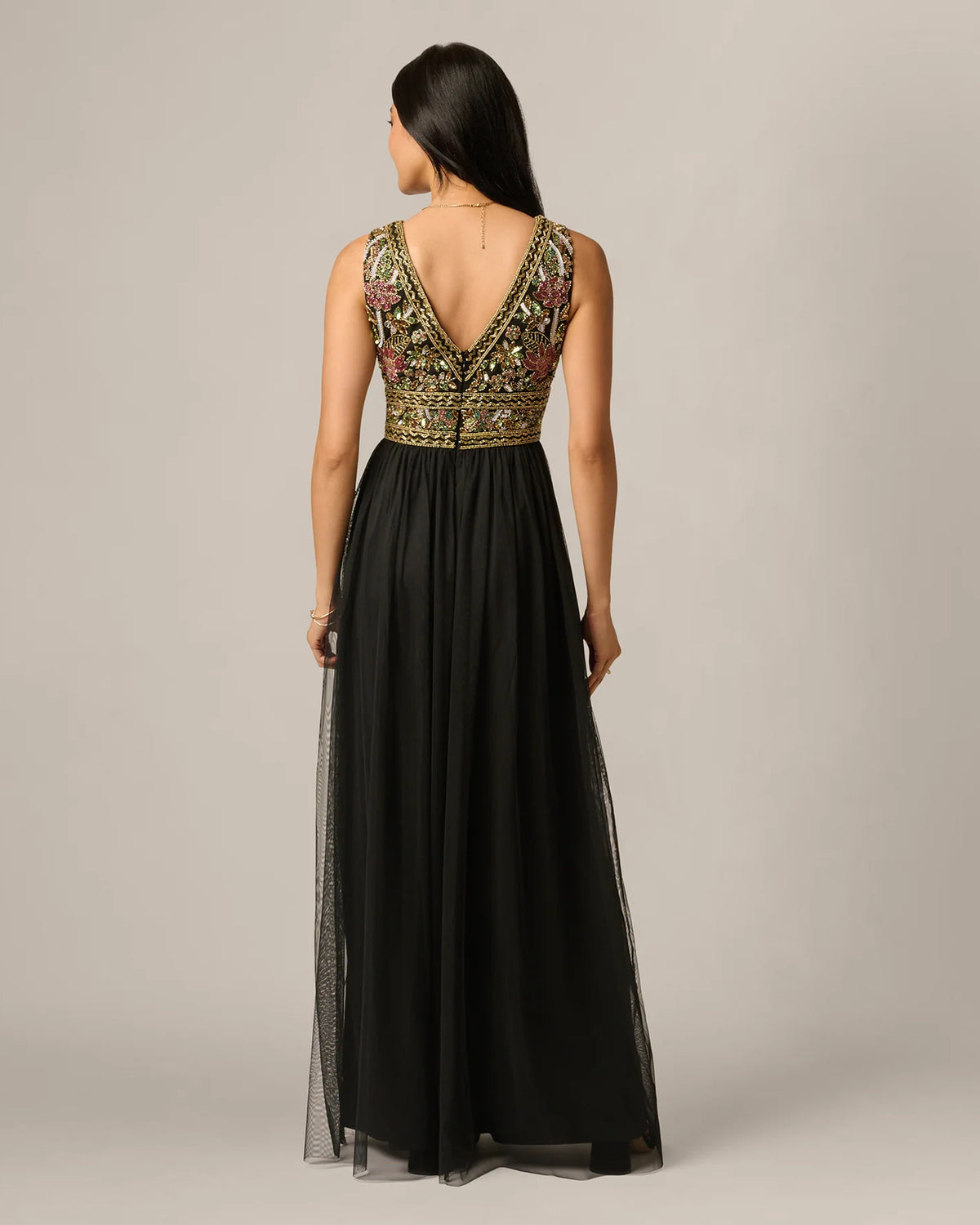 spaghetti strap a-line maxi mother of the bride dress - image 5