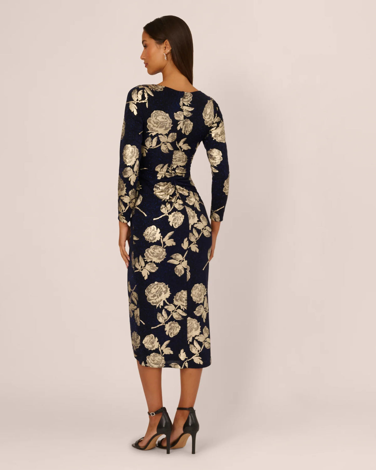 long-sleeve a-line midi mother of the bride dress - image 5