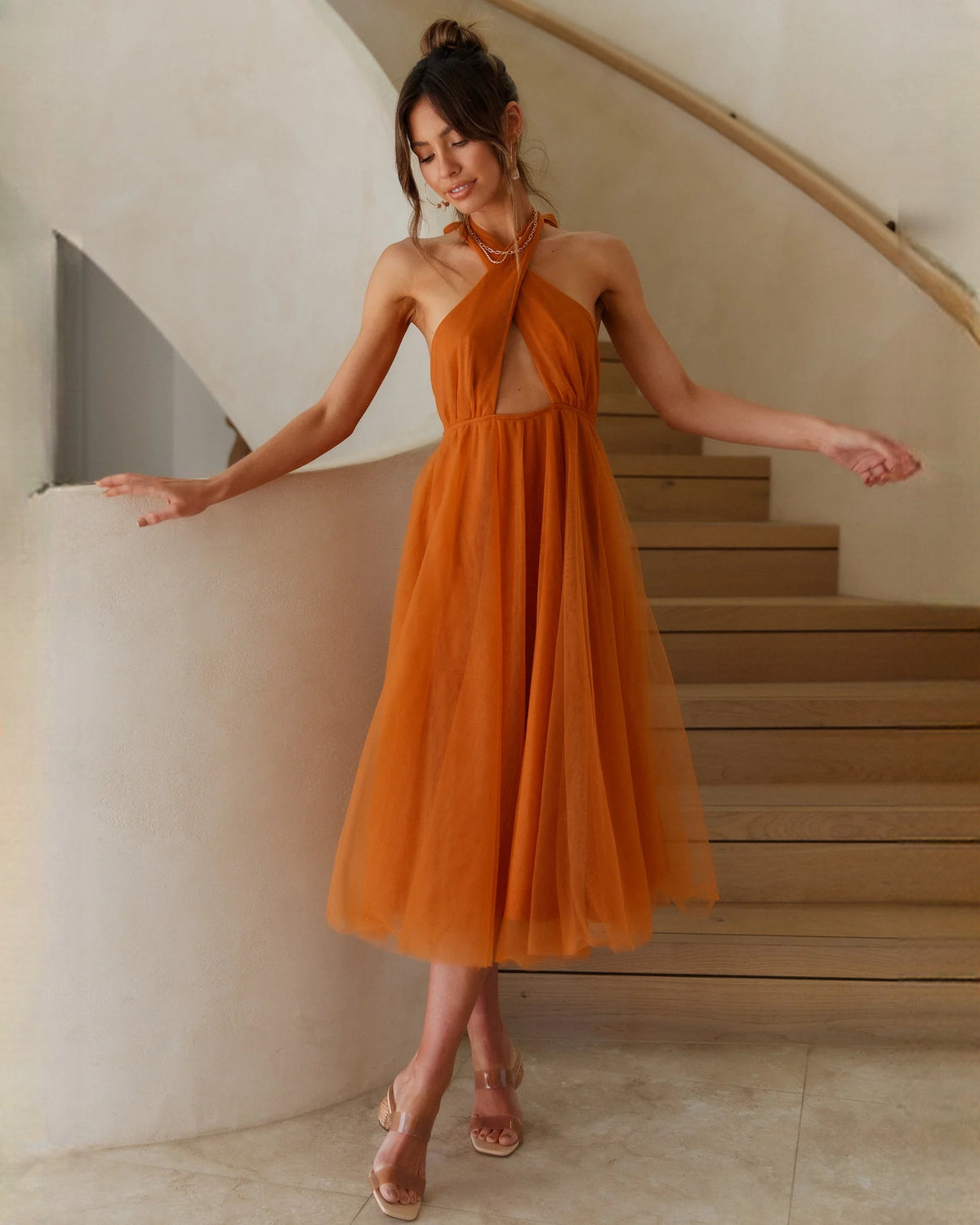 sleeveless chiffon a-line maxi bridesmaid dress - image 5