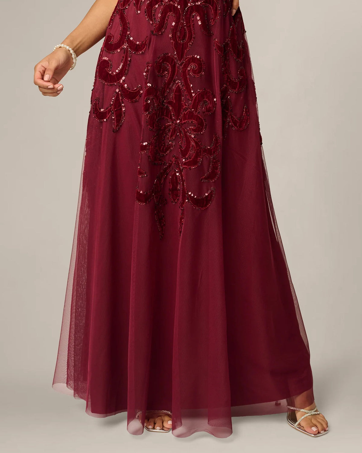 spaghetti strap a-line maxi mother of the bride dress - image 5