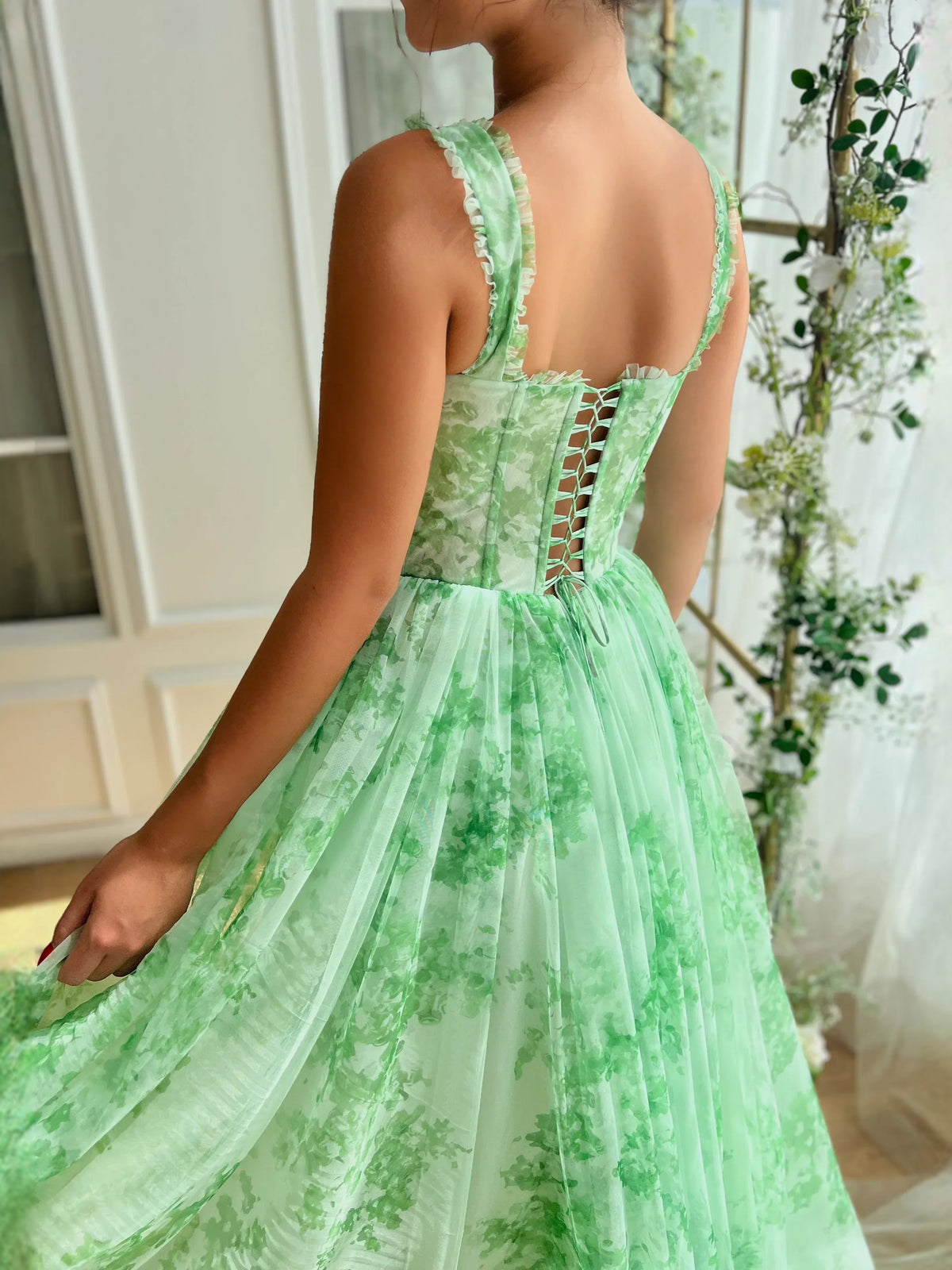 As Picture floor-length prom dress, alternate view showing the skirt and hem