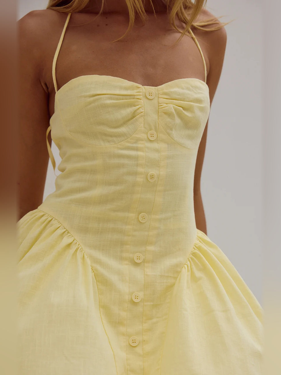 LEMON mini homecoming dress, alternate view showing the skirt and hem