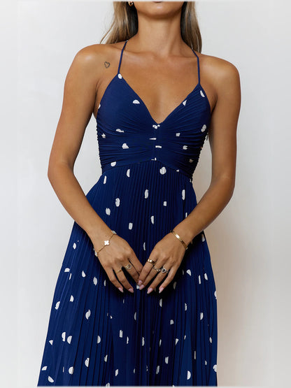 Navy midi formal dress, alternate view showing the skirt