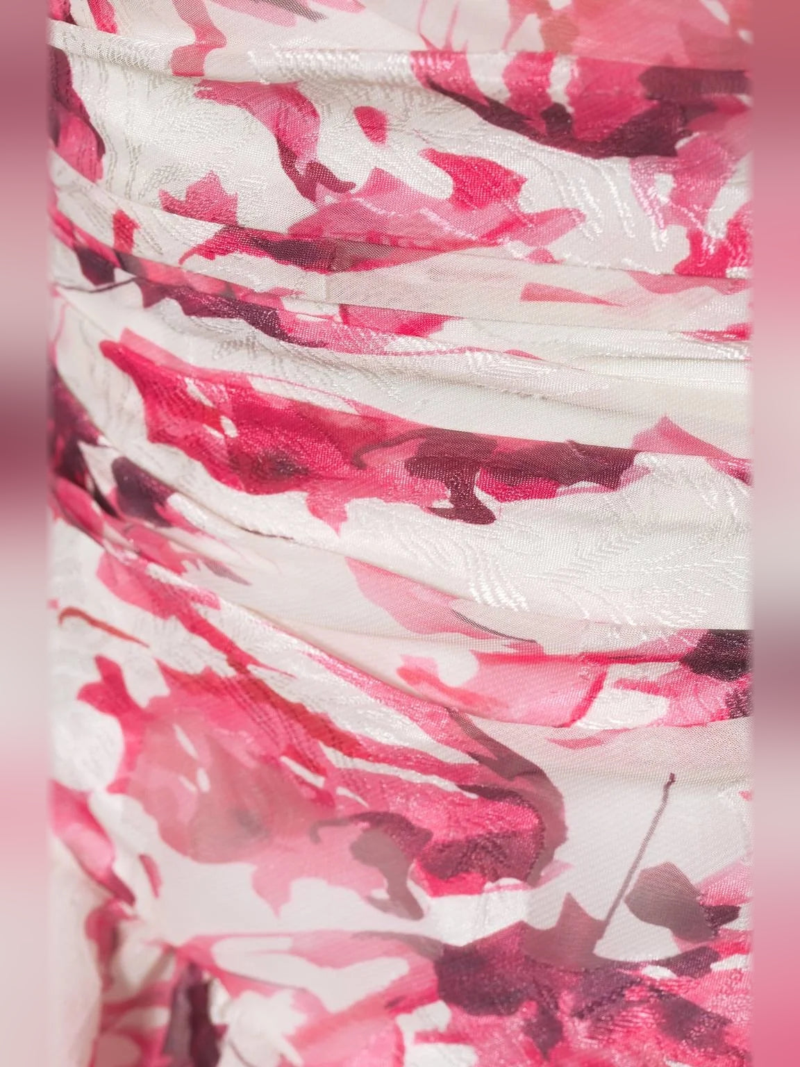 Pink mini homecoming dress, alternate view showing the skirt and hem