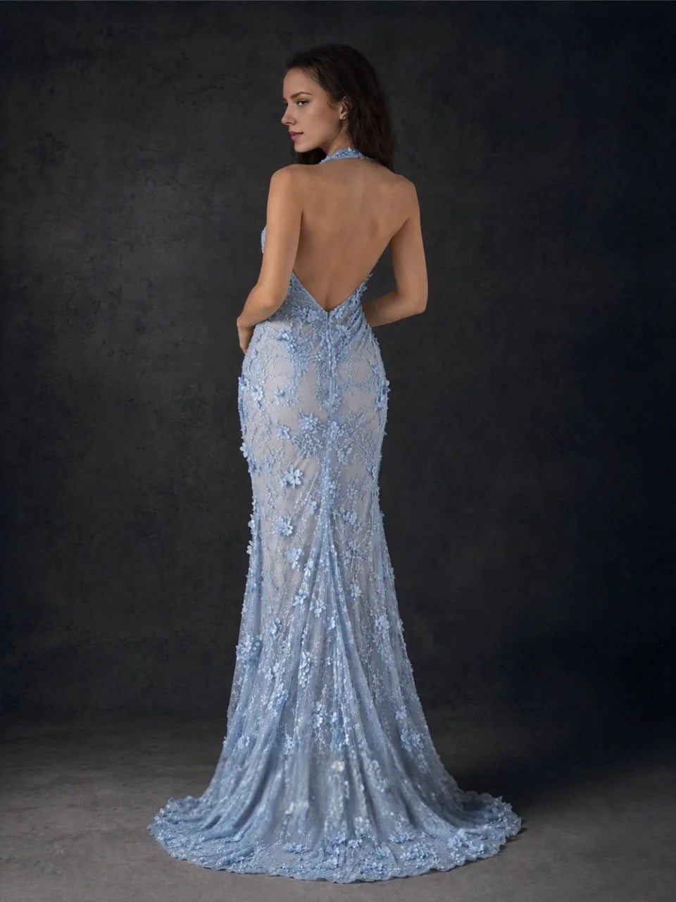 Sage Green mermaid floor-length formal dress with ruching, alternate view showing the skirt