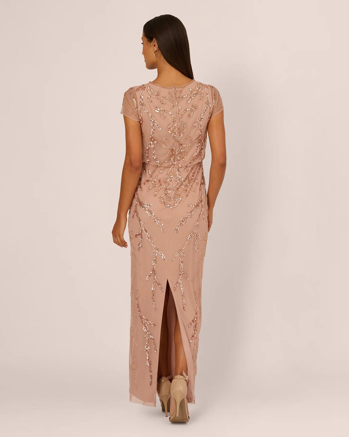 short-sleeve a-line maxi mother of the bride dress - image 5