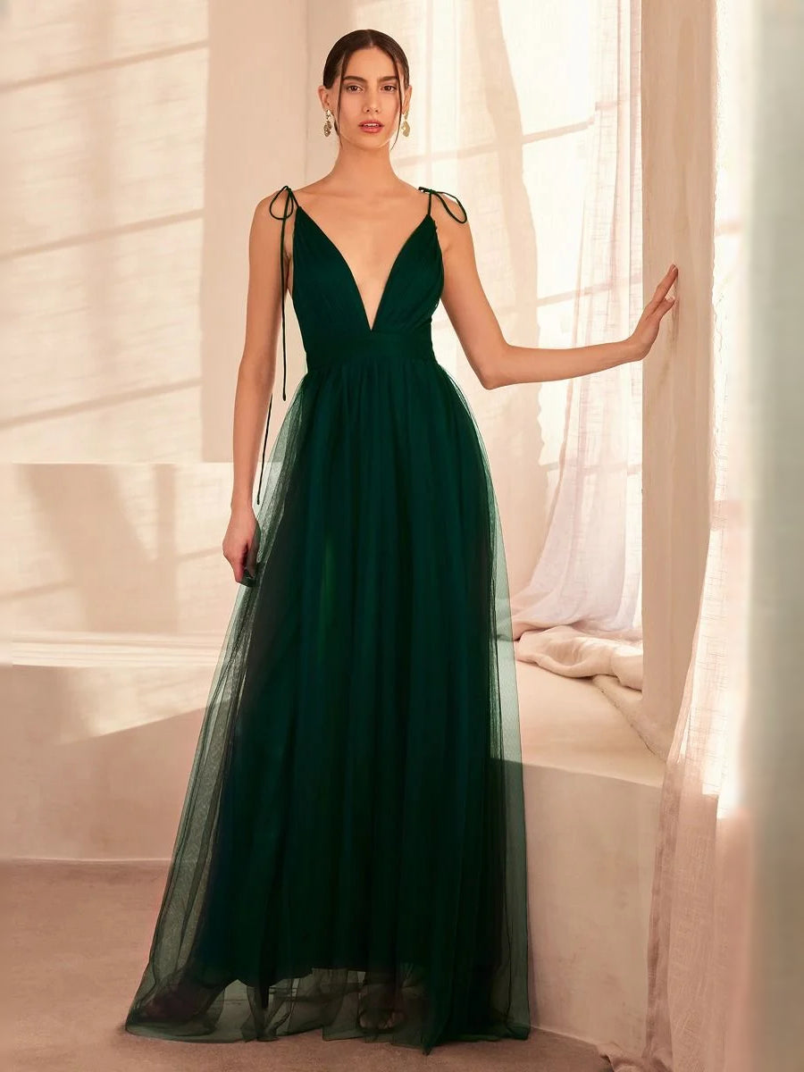 Emerald Green maxi prom dress, alternate view showing the skirt and hem