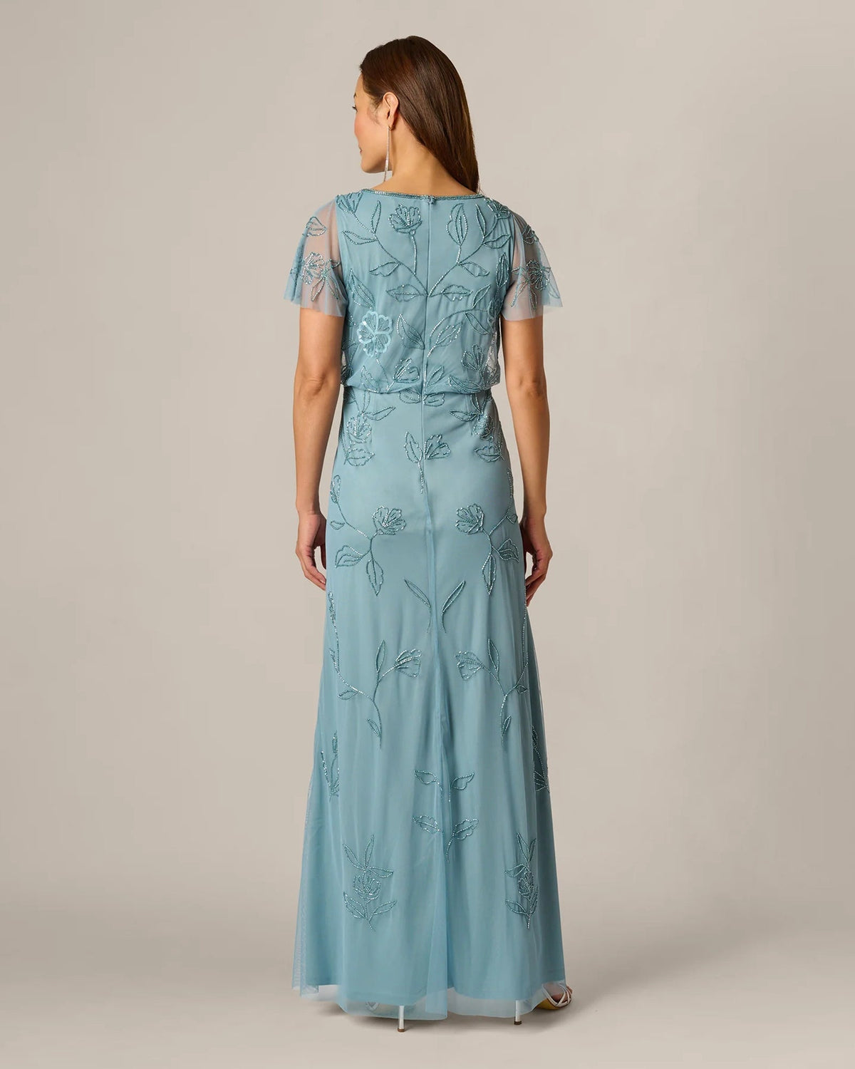 flutter-sleeve a-line maxi mother of the bride dress - image 5