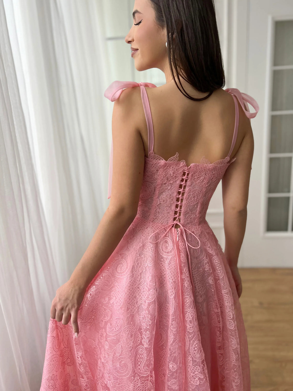 As Picture tea-length homecoming dress, alternate view showing the skirt and hem