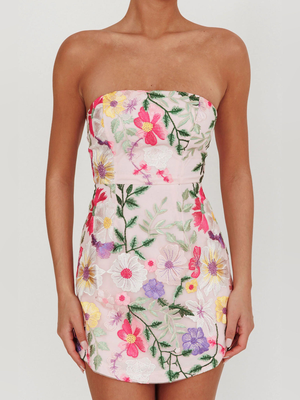 Multi mini homecoming dress, alternate view showing the skirt and hem