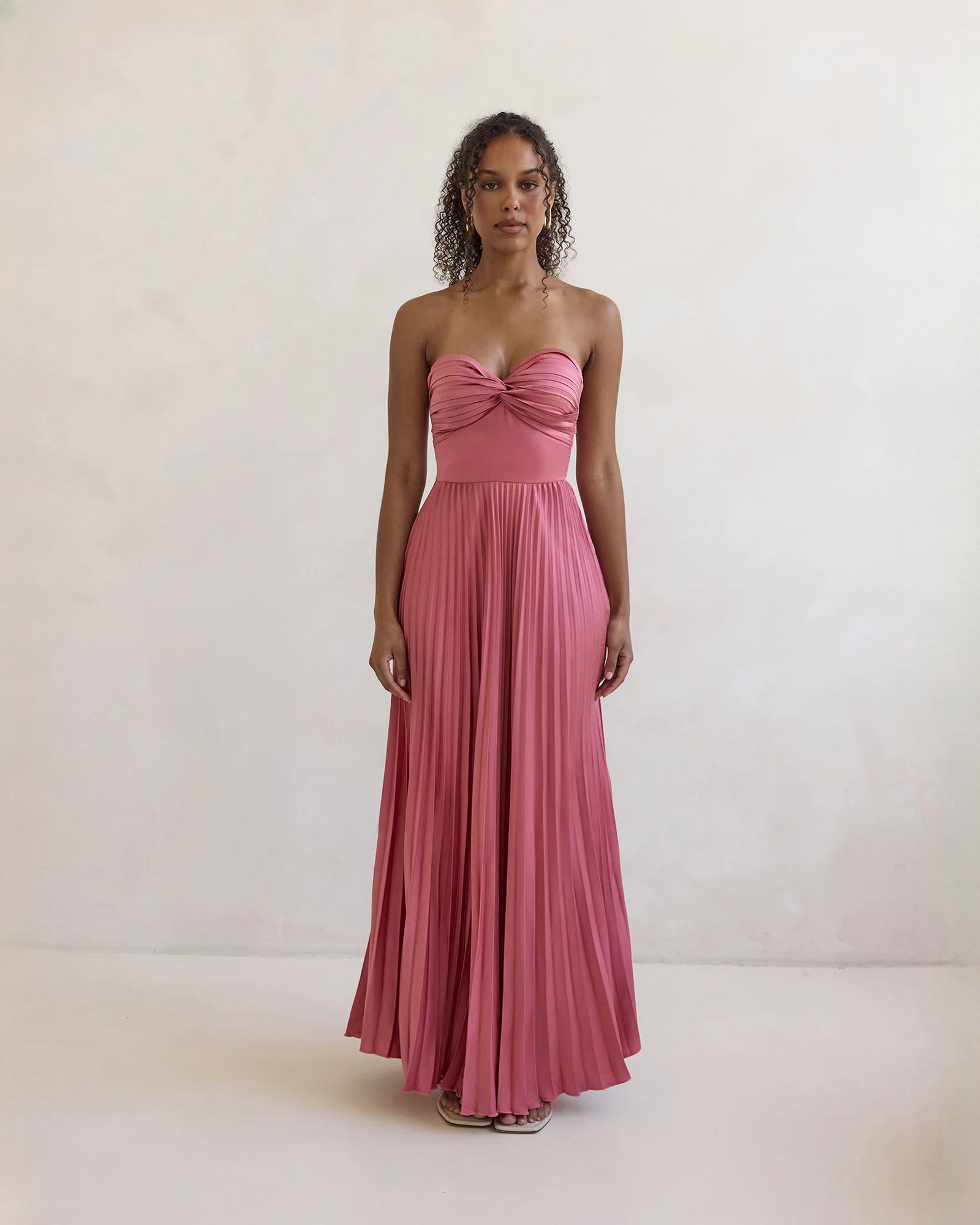strapless chiffon a-line maxi bridesmaid dress - image 5
