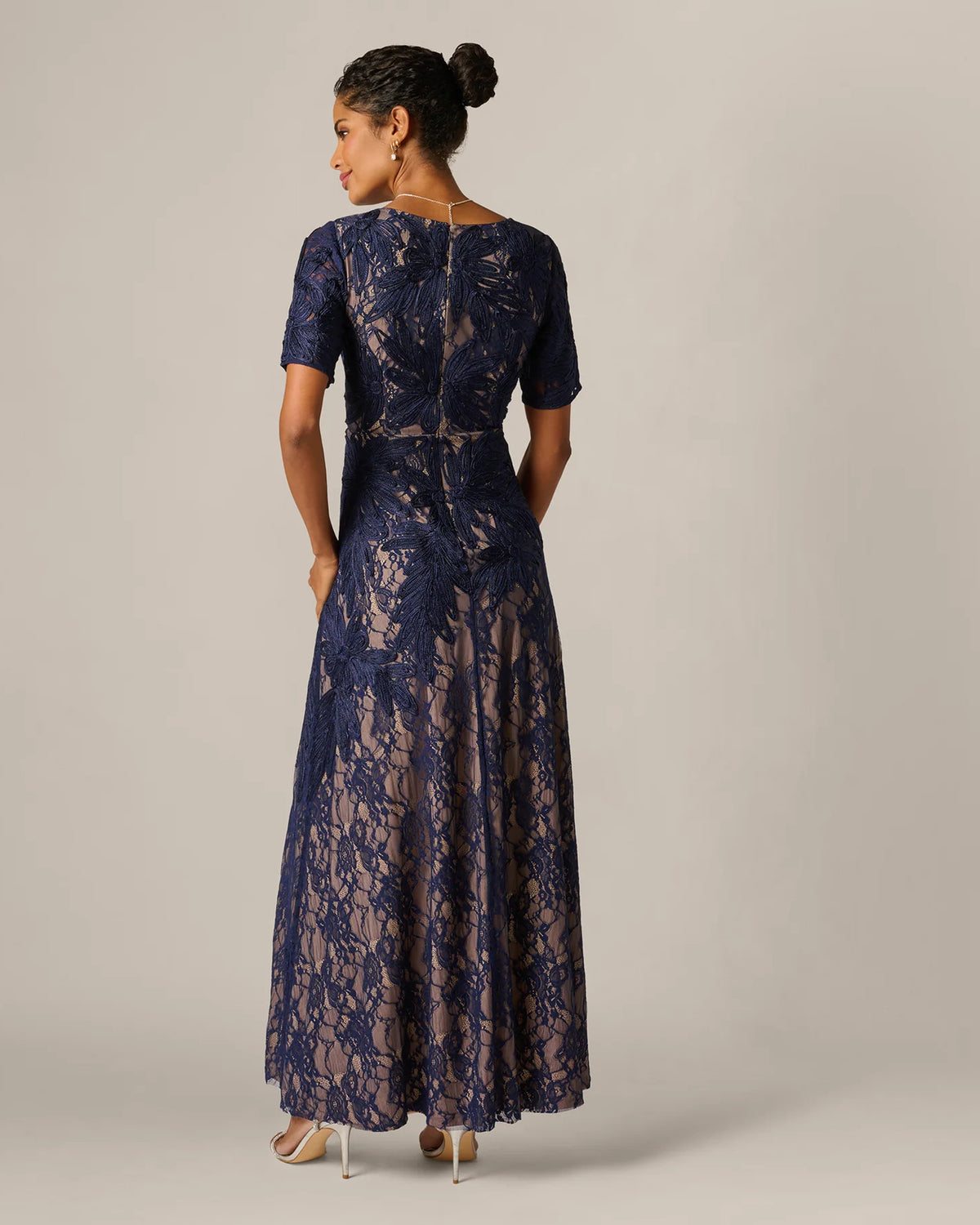 short-sleeve a-line maxi mother of the bride dress - image 5