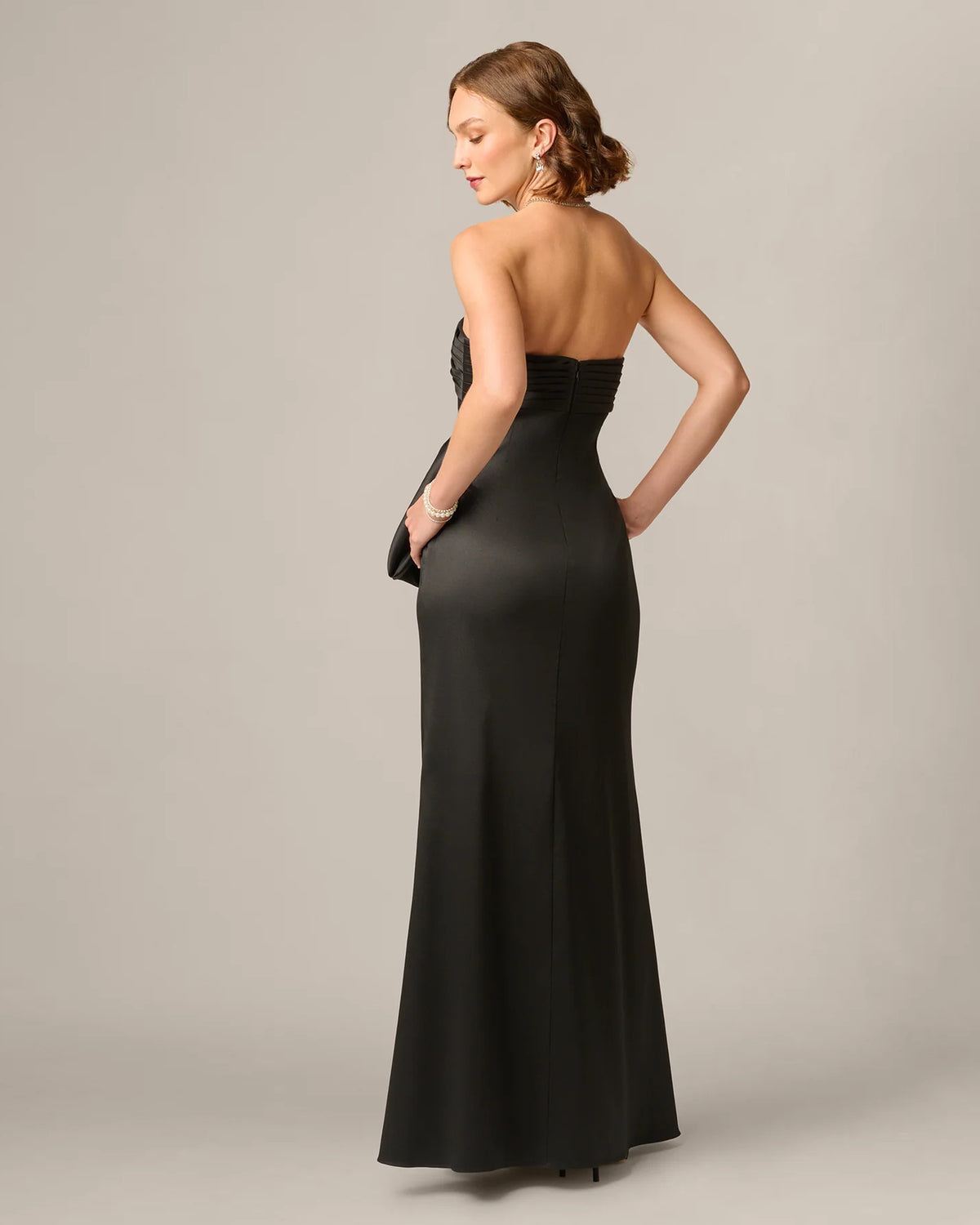 strapless a-line maxi mother of the bride dress - image 5