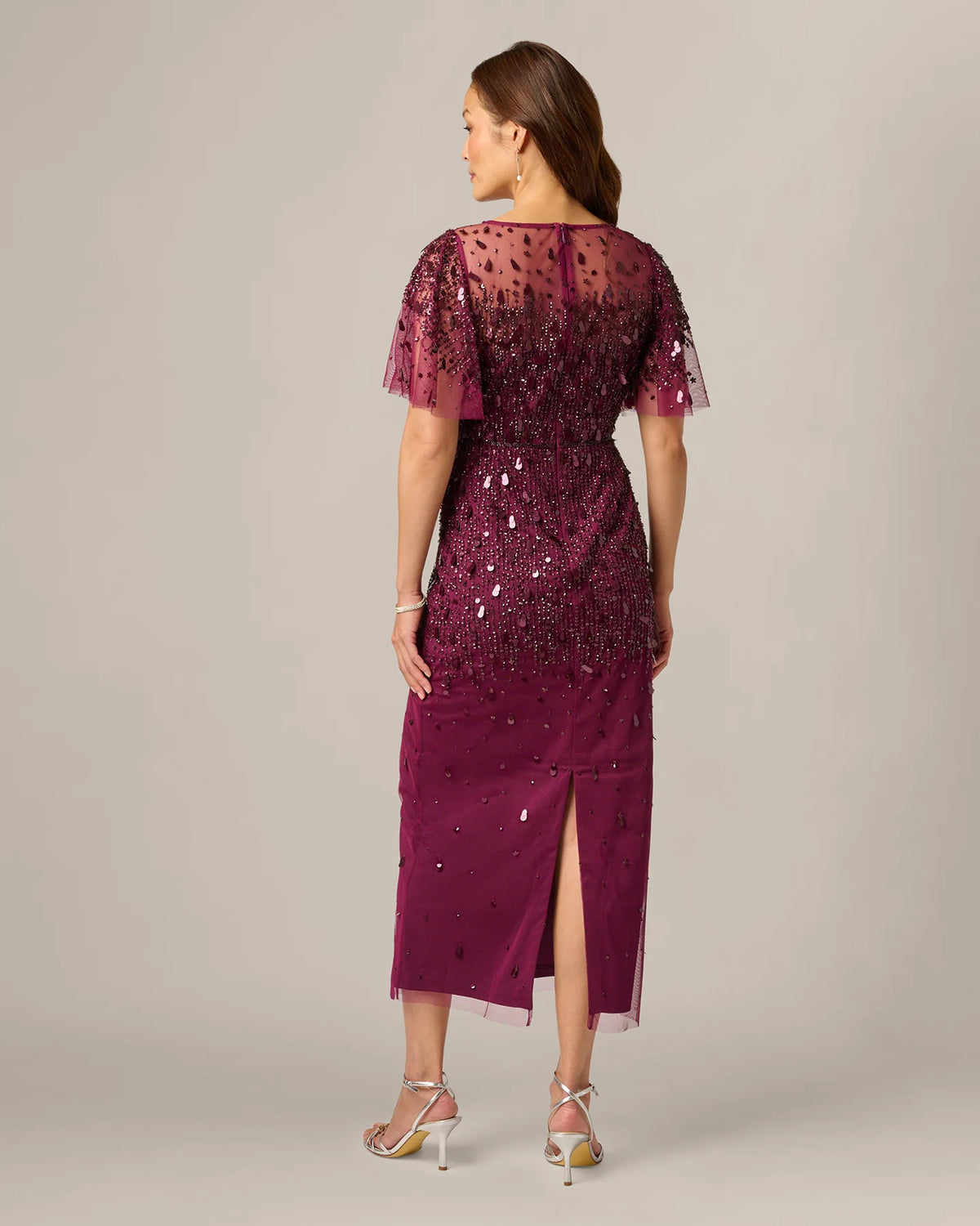 flutter-sleeve a-line midi mother of the bride dress - image 5