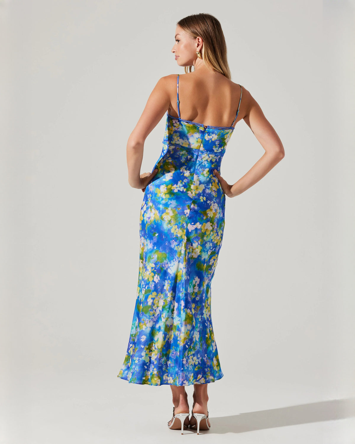 sleeveless satin a-line maxi bridesmaid dress - image 5