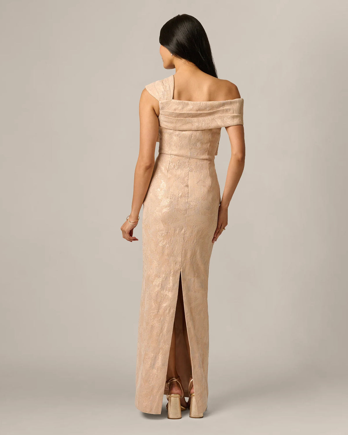 spaghetti strap sheath maxi mother of the bride dress - image 5