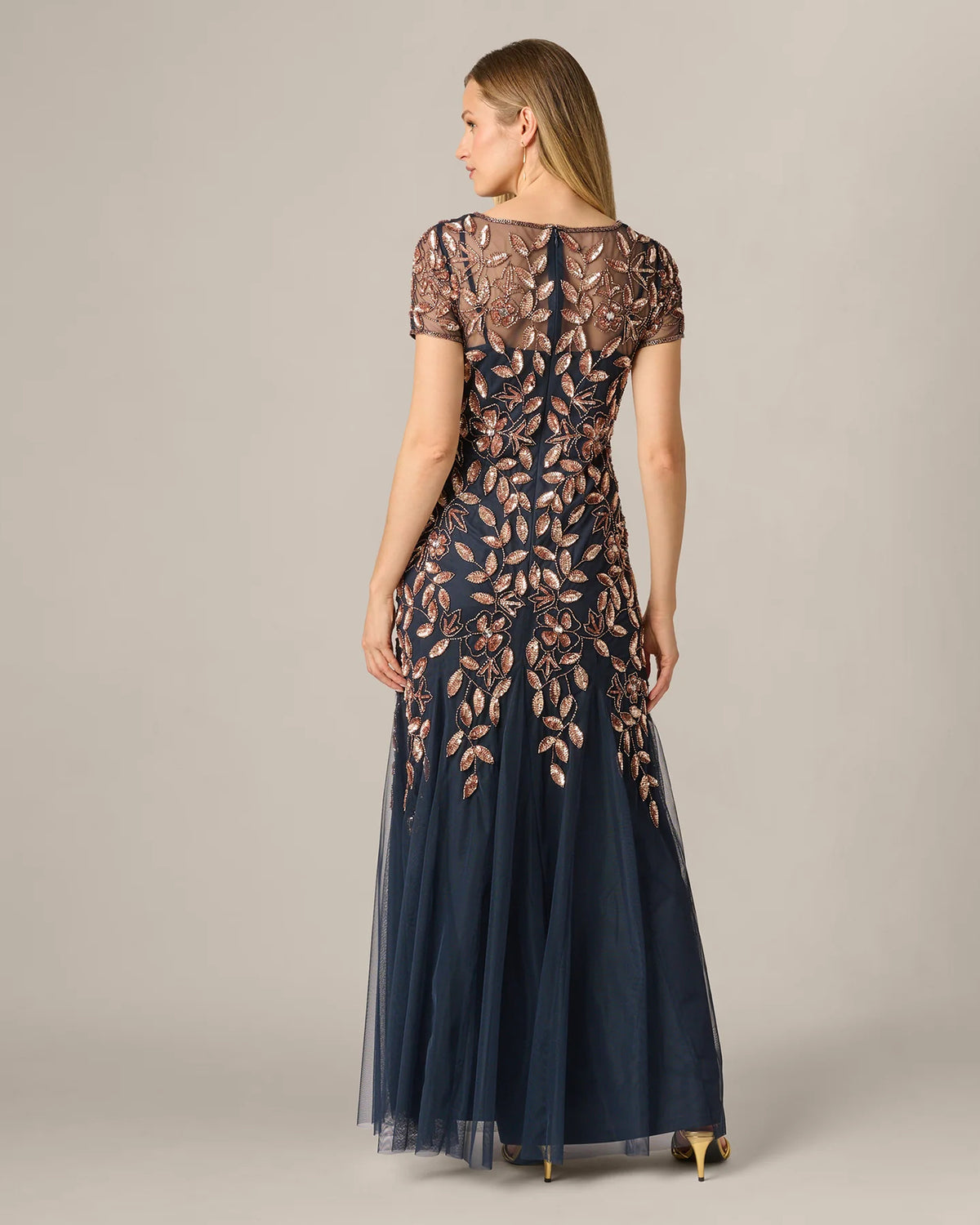 short-sleeve a-line maxi mother of the bride dress - image 5