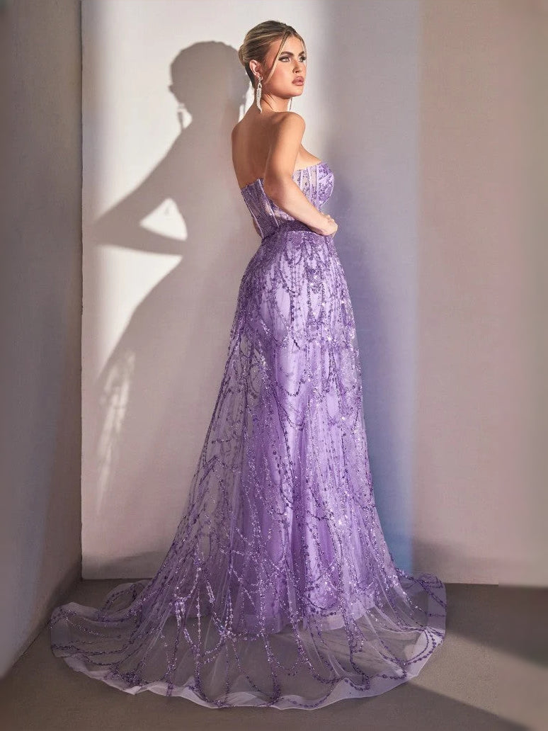 Moss floor-length prom dress, alternate view showing the skirt and hem