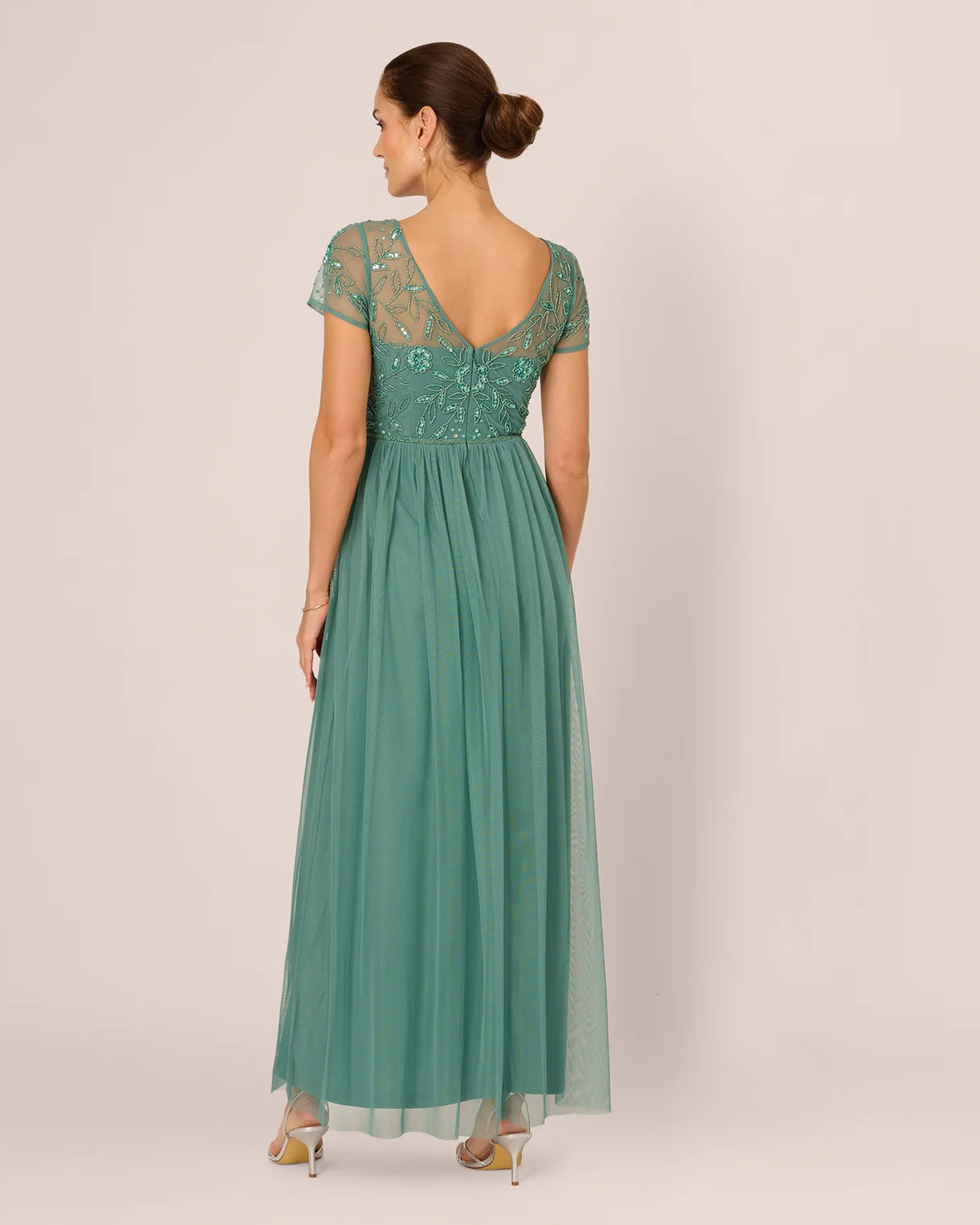 short-sleeve a-line maxi mother of the bride dress - image 5