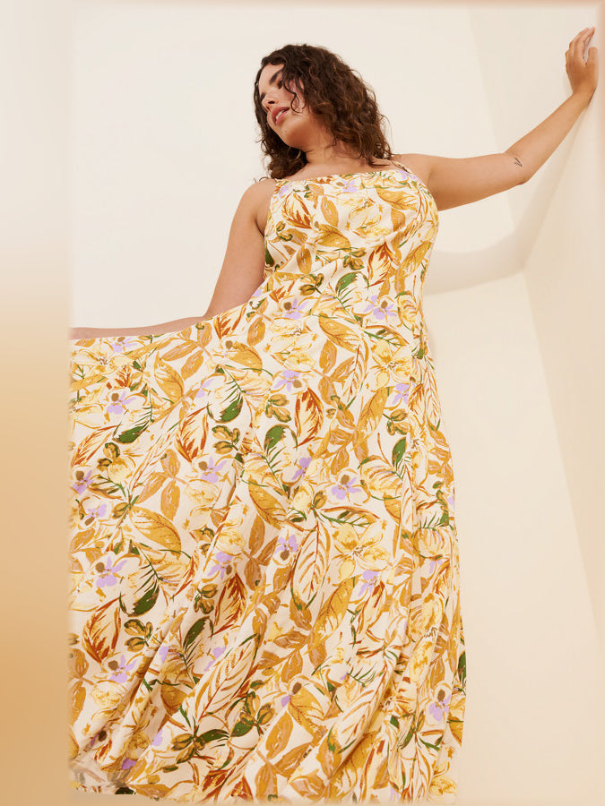 Orange midi formal dress, alternate view showing the skirt