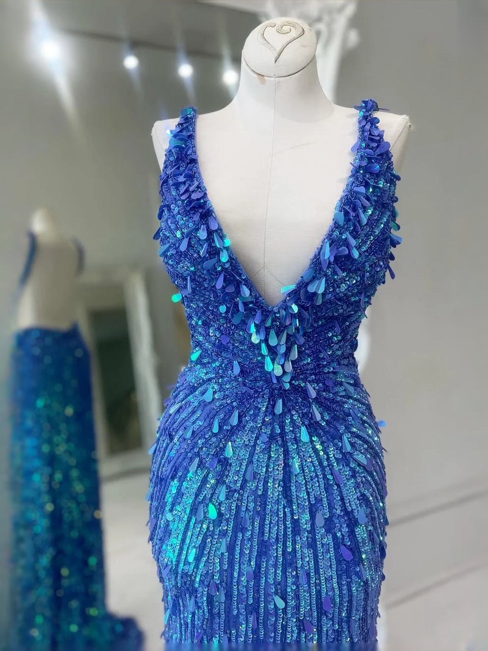 Black floor-length prom dress, alternate view showing the skirt and hem