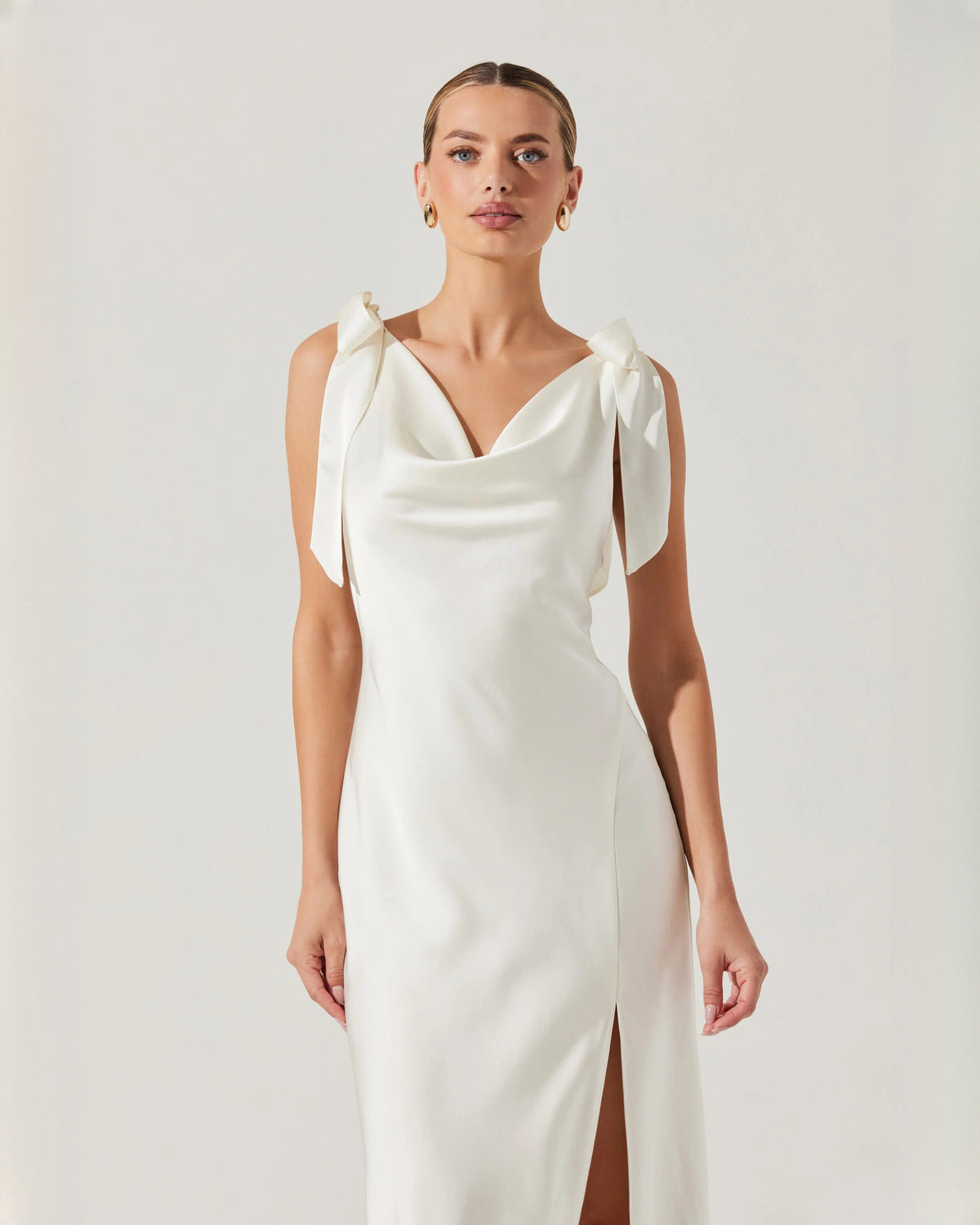 sleeveless satin a-line maxi bridesmaid dress - image 5