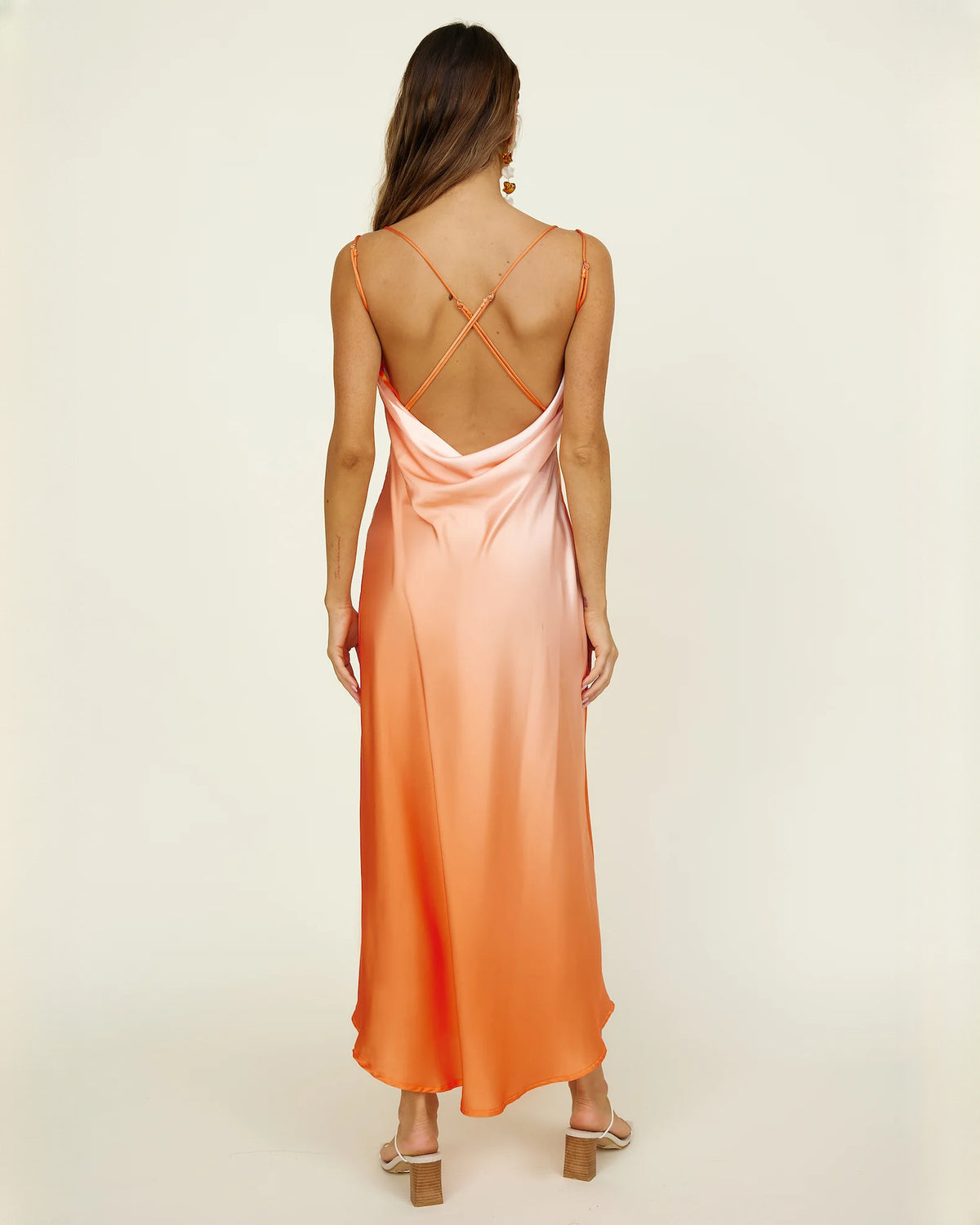sleeveless satin a-line maxi bridesmaid dress - image 5