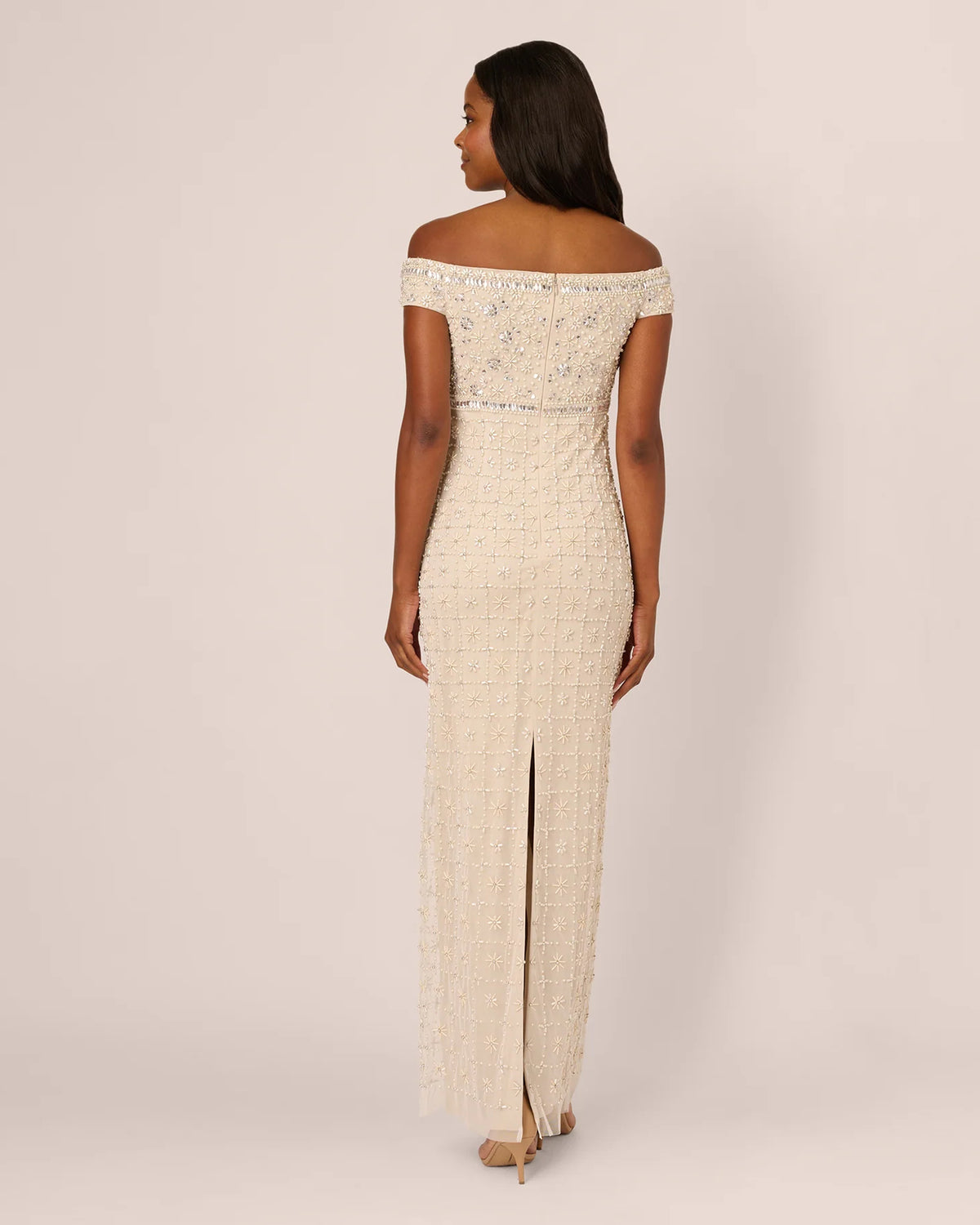 off-shoulder sheath maxi mother of the bride dress - image 5