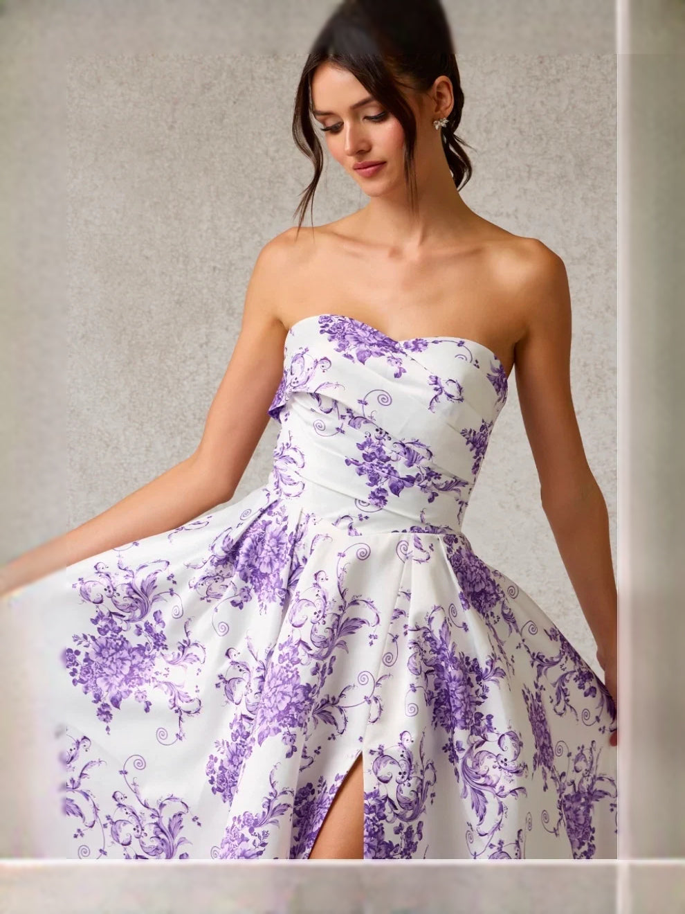 Blue maxi prom dress, alternate view showing the skirt and hem