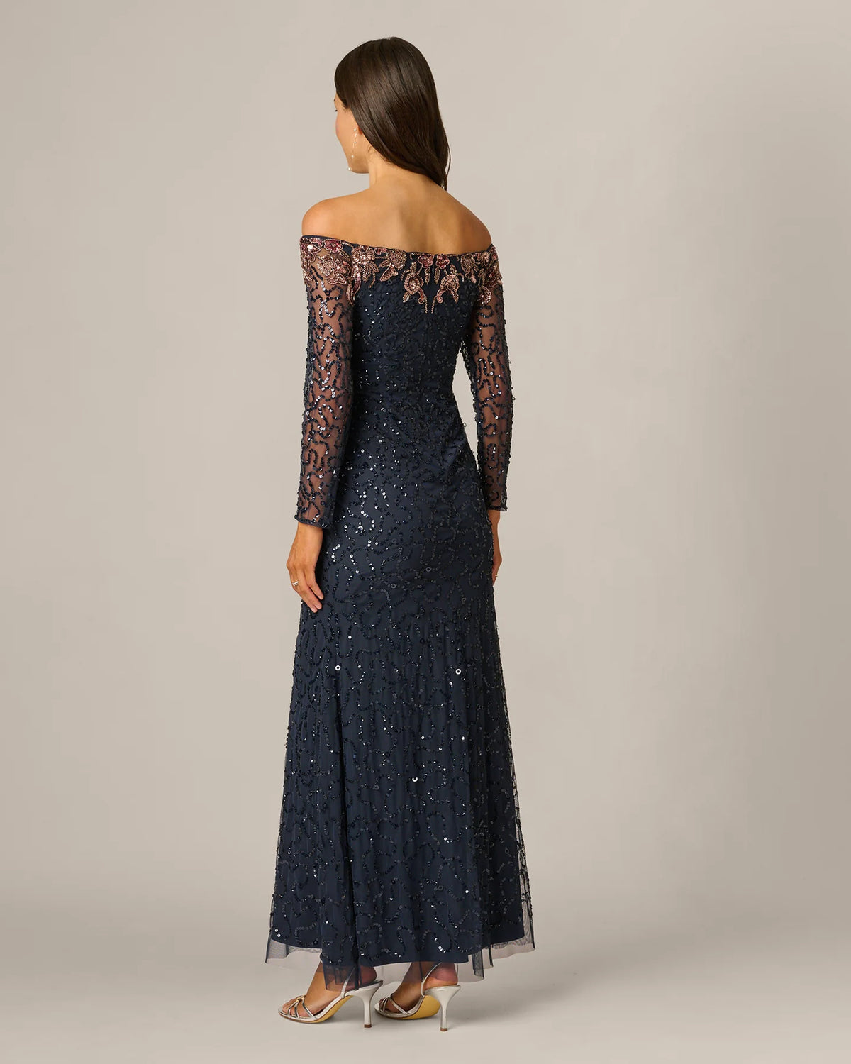 off-shoulder a-line maxi mother of the bride dress - image 5