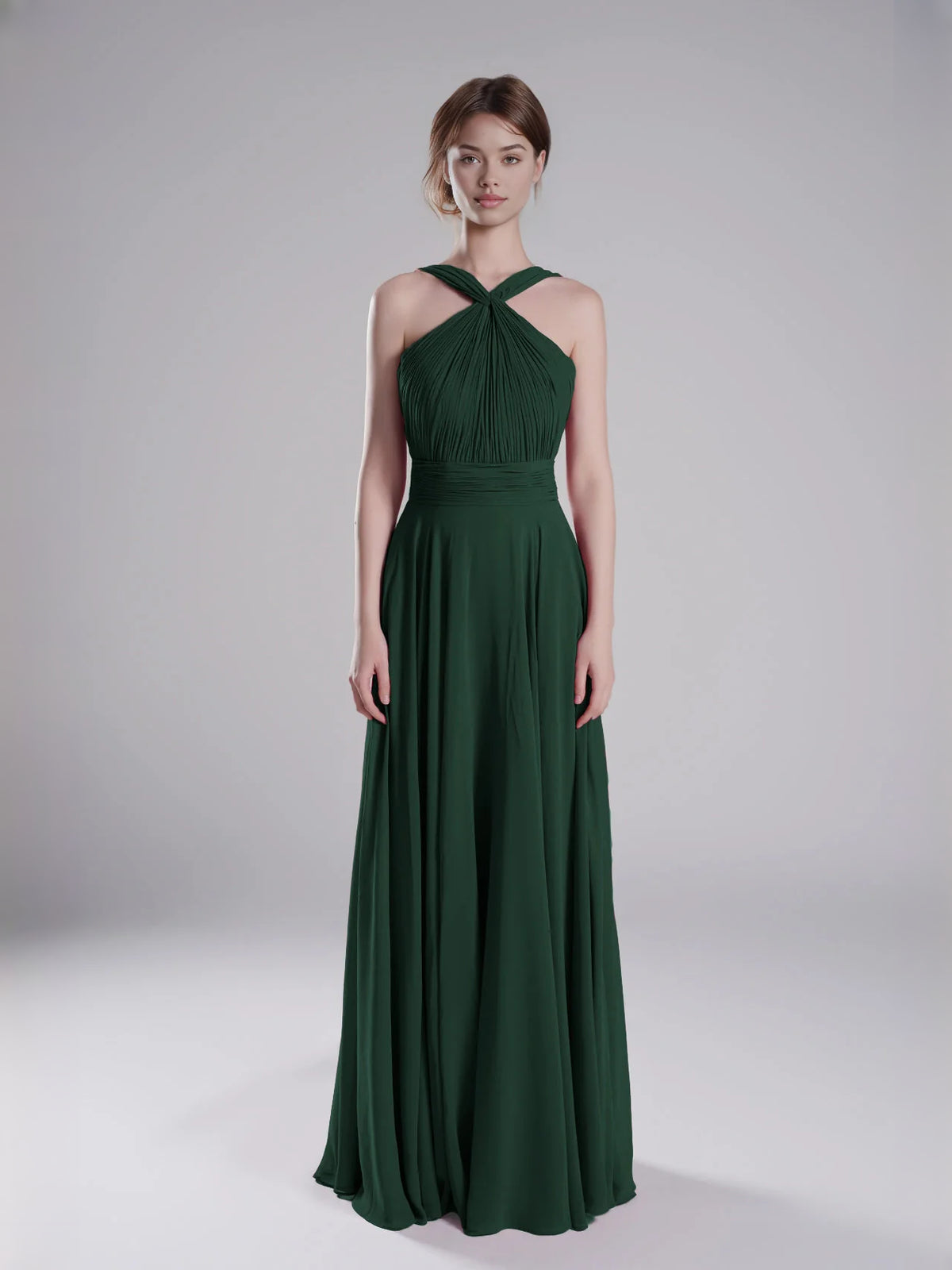 Emerald Green floor-length bridesmaid dress, alternate view showing the skirt and hem