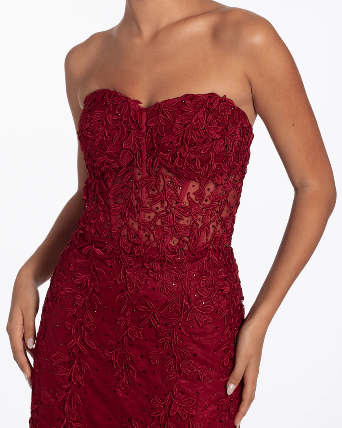 strapless column maxi prom dress - image 5