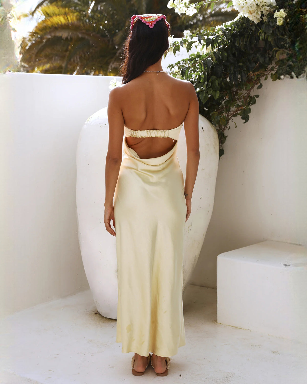 sleeveless satin a-line maxi bridesmaid dress - image 5