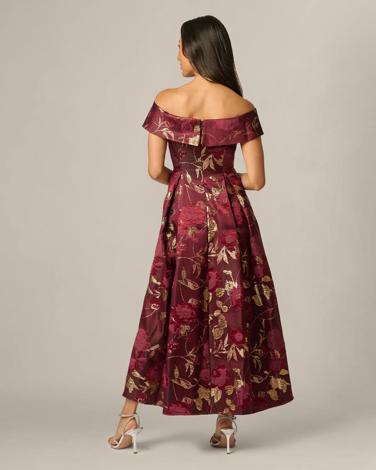 off-shoulder a-line midi mother of the bride dress - image 5