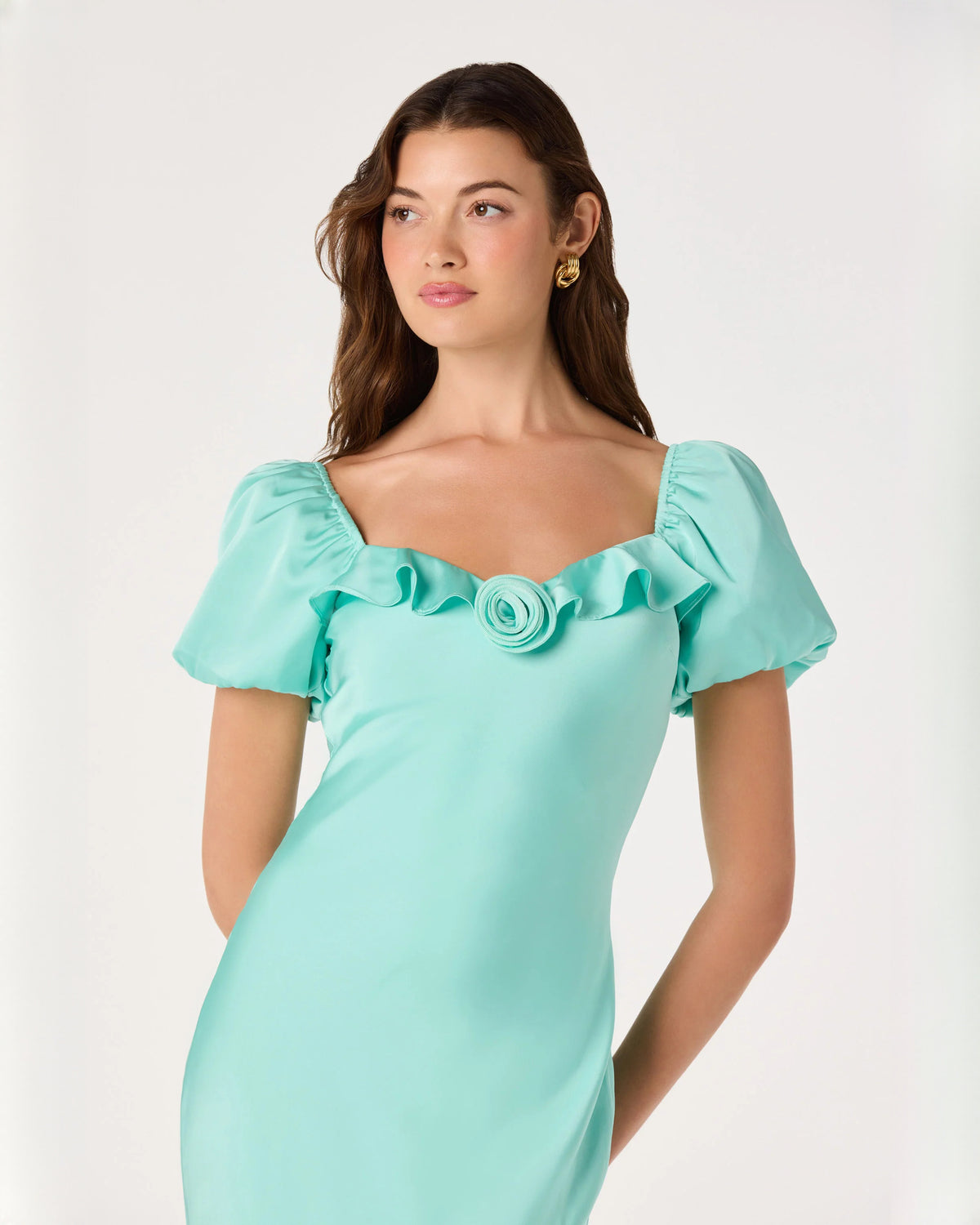 sleeveless satin a-line maxi bridesmaid dress - image 5