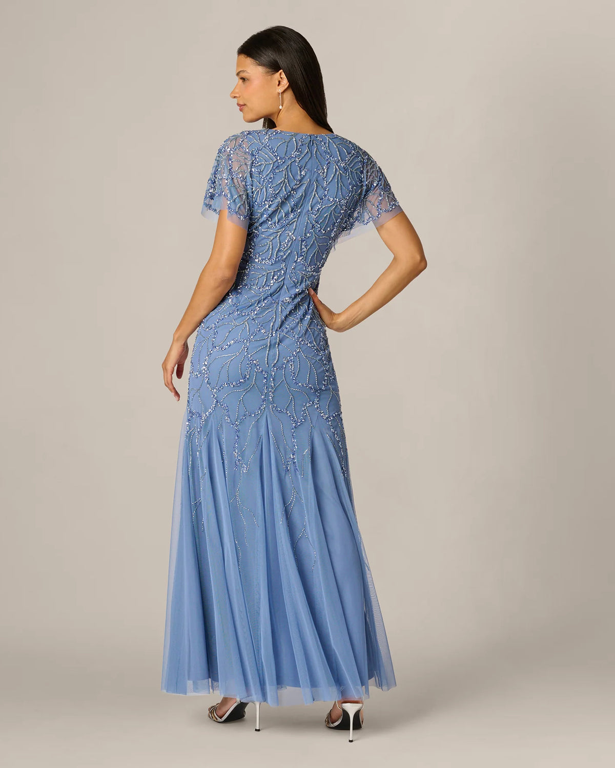 flutter-sleeve a-line maxi mother of the bride dress - image 5