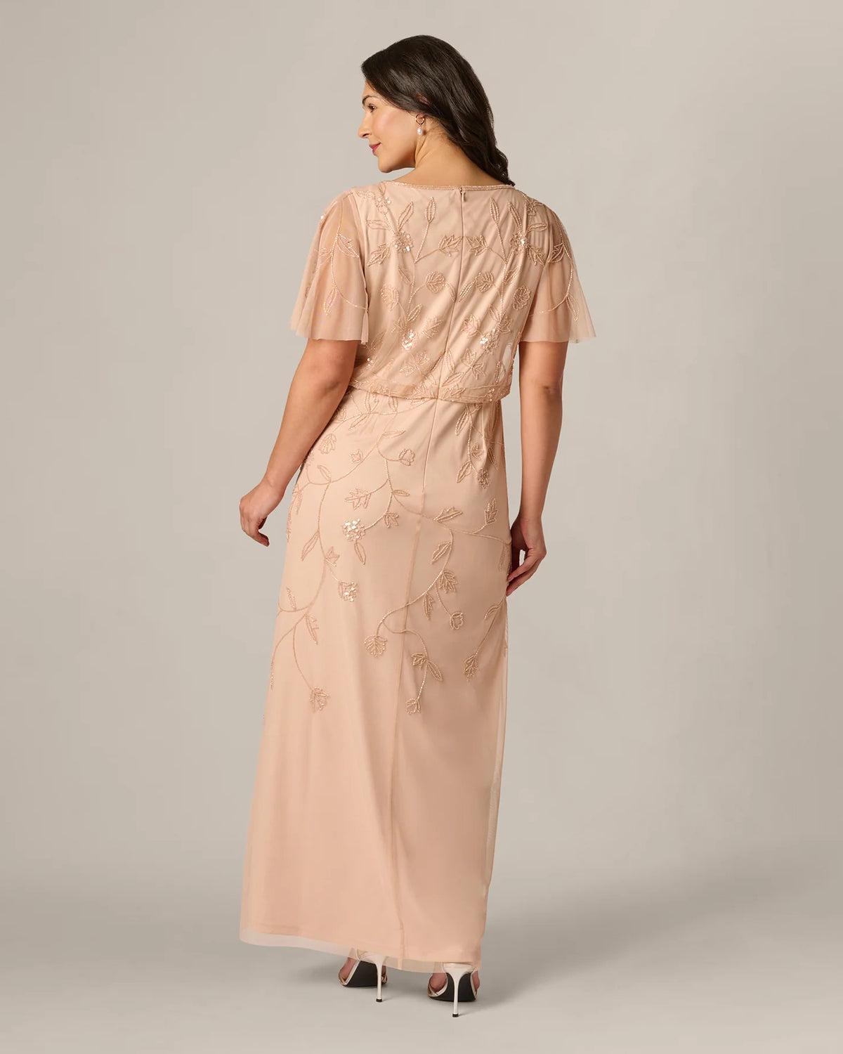 flutter-sleeve a-line maxi mother of the bride dress - image 5