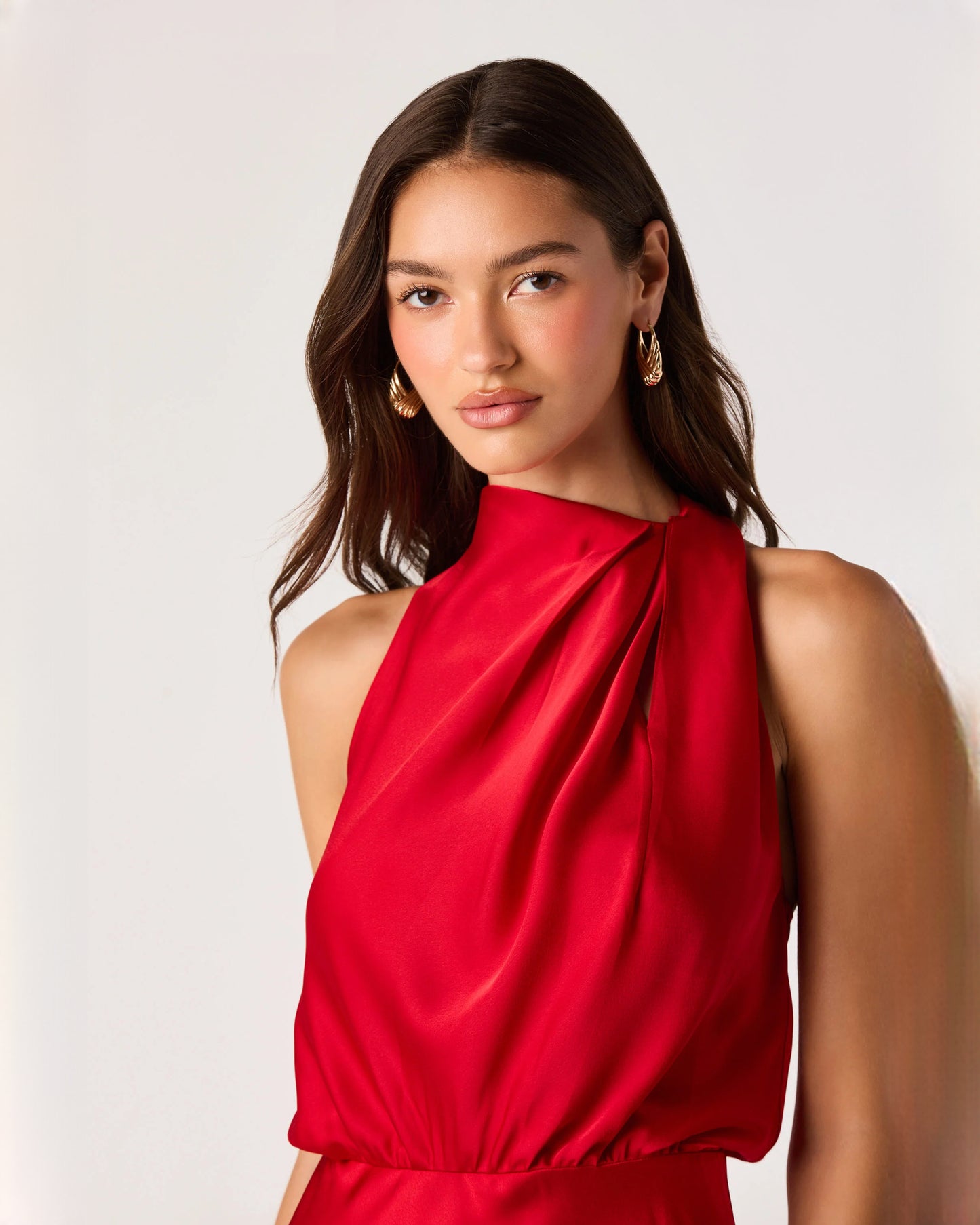 sleeveless satin a-line midi bridesmaid dress - image 5