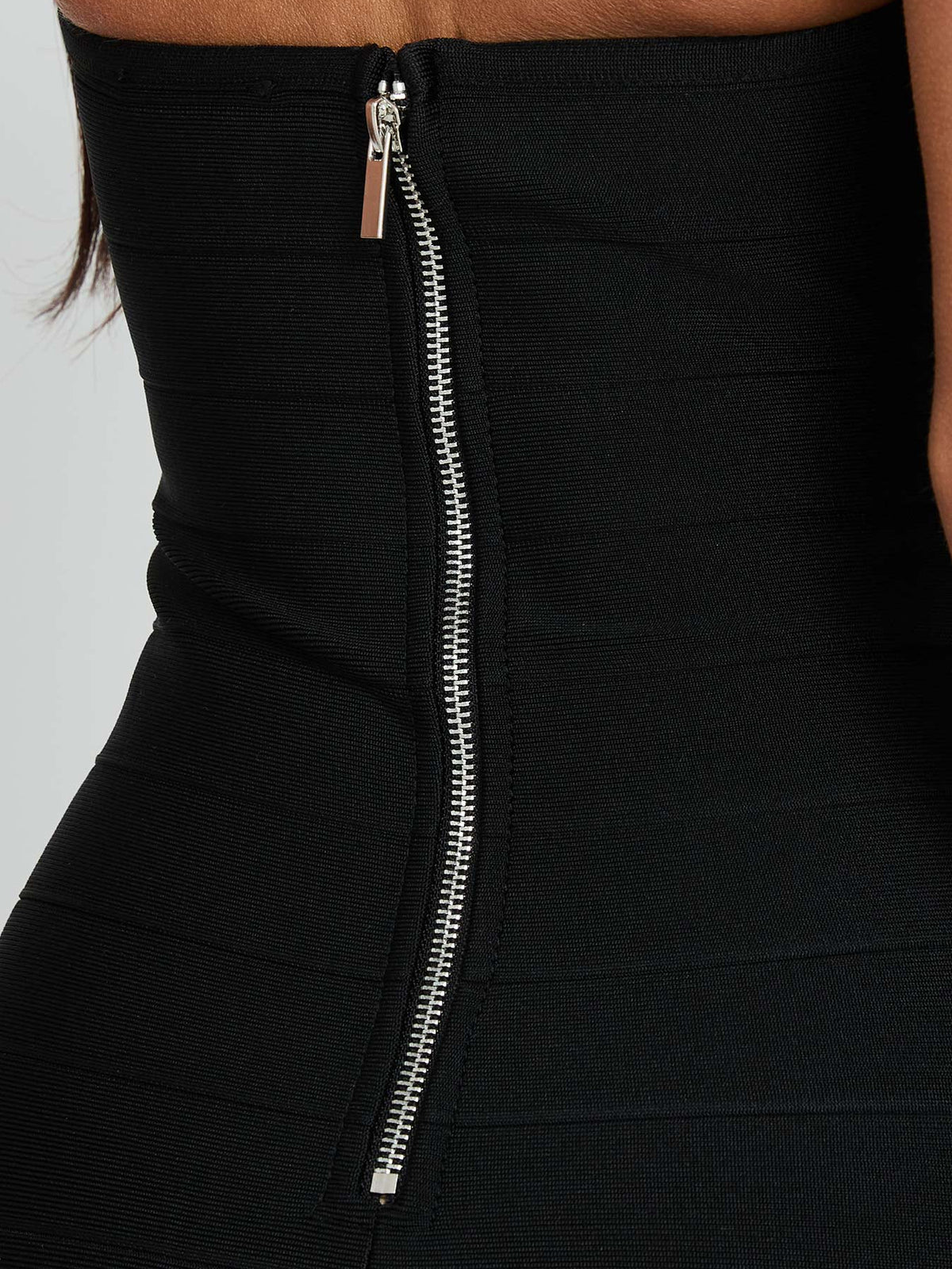Black midi formal dress, alternate view showing the skirt