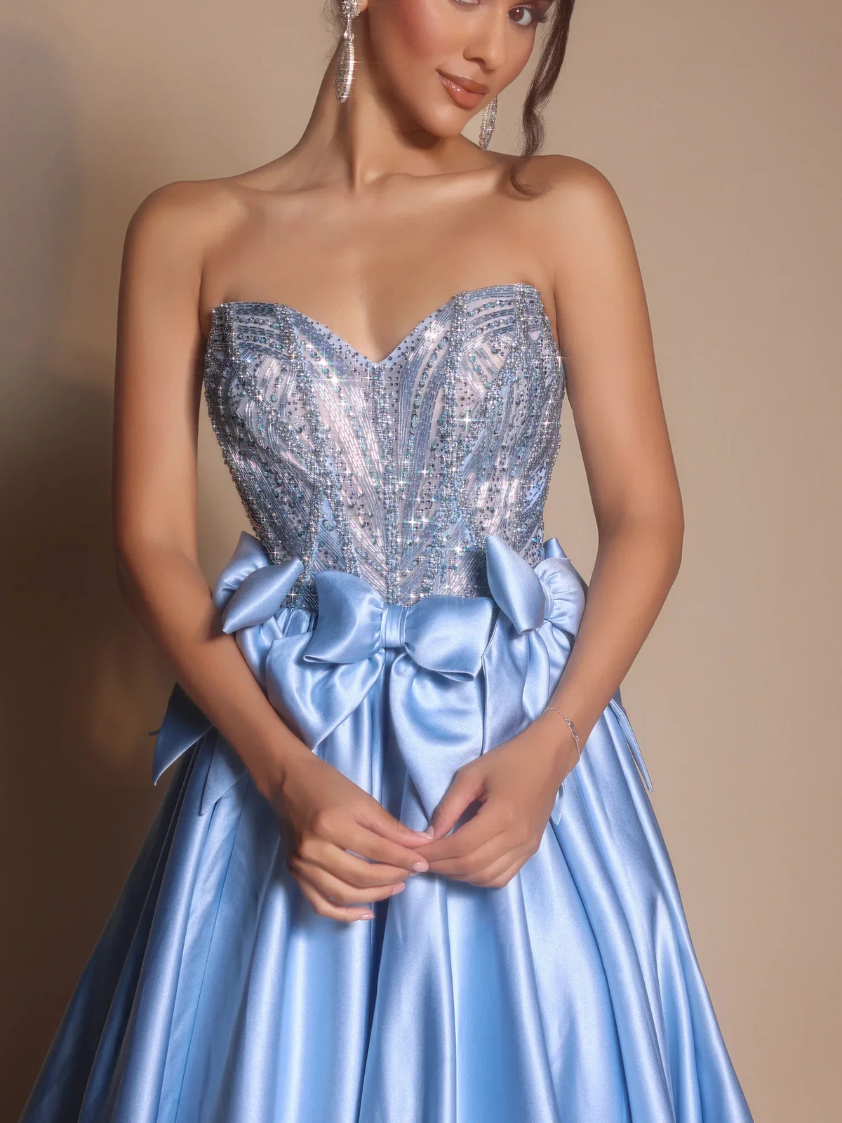 Black floor-length prom dress, alternate view showing the skirt and hem