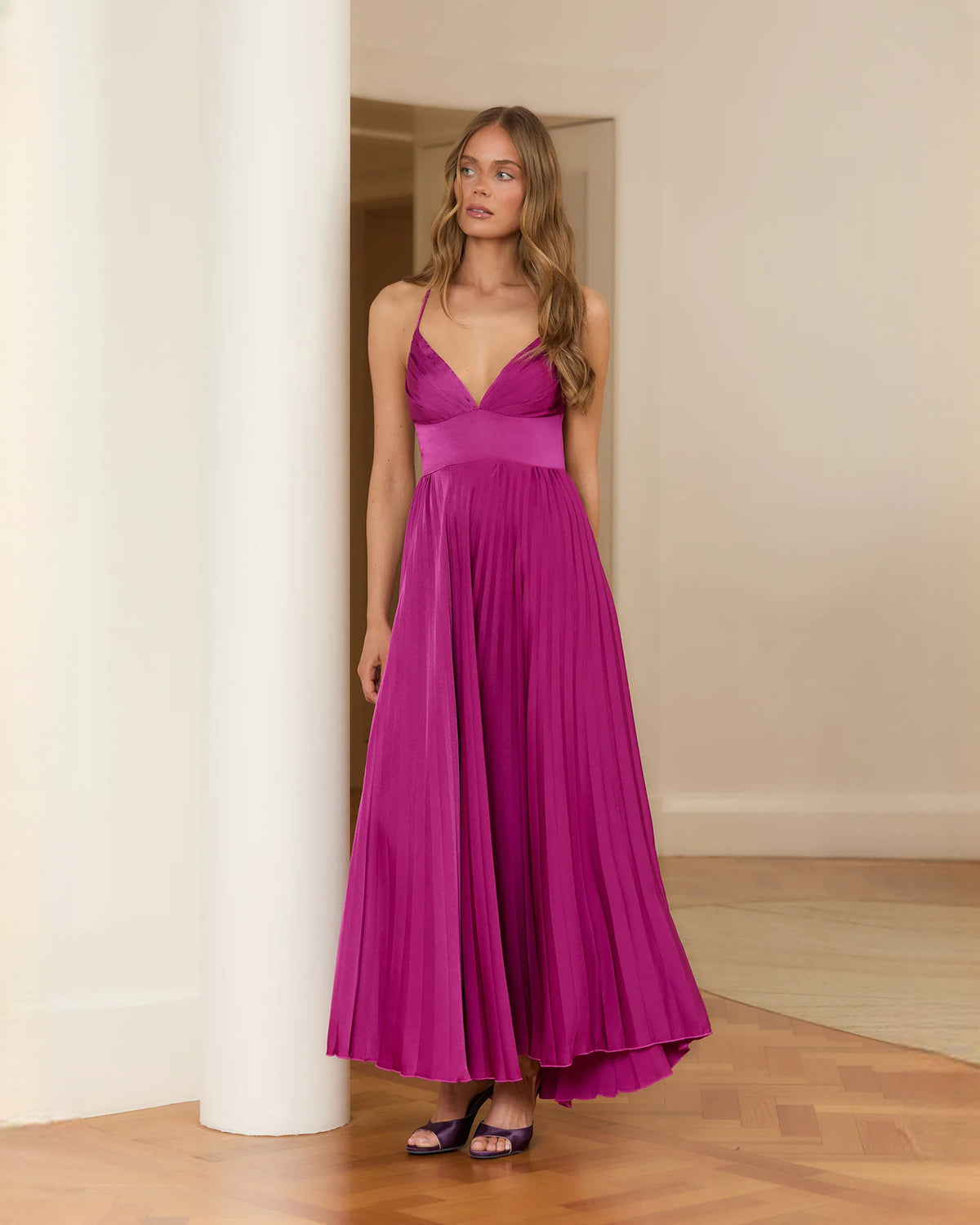 sleeveless chiffon a-line maxi bridesmaid dress - image 5