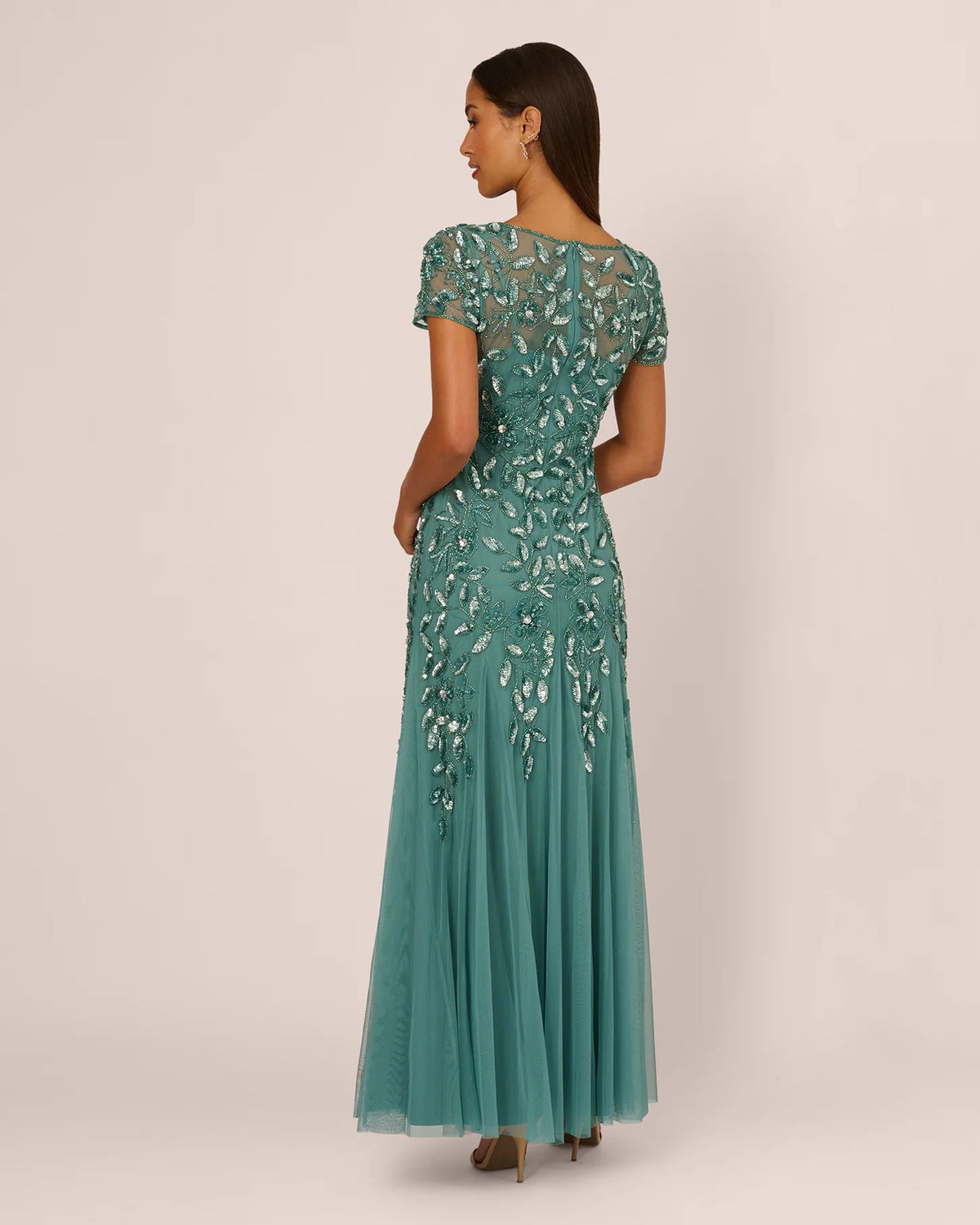 short-sleeve a-line maxi mother of the bride dress - image 5