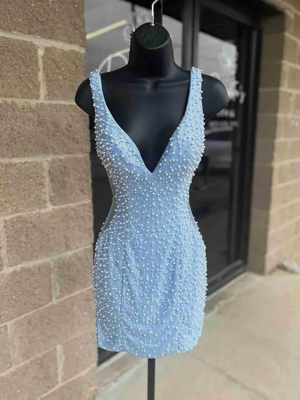 Hot Pink mini homecoming dress, alternate view showing the skirt and hem