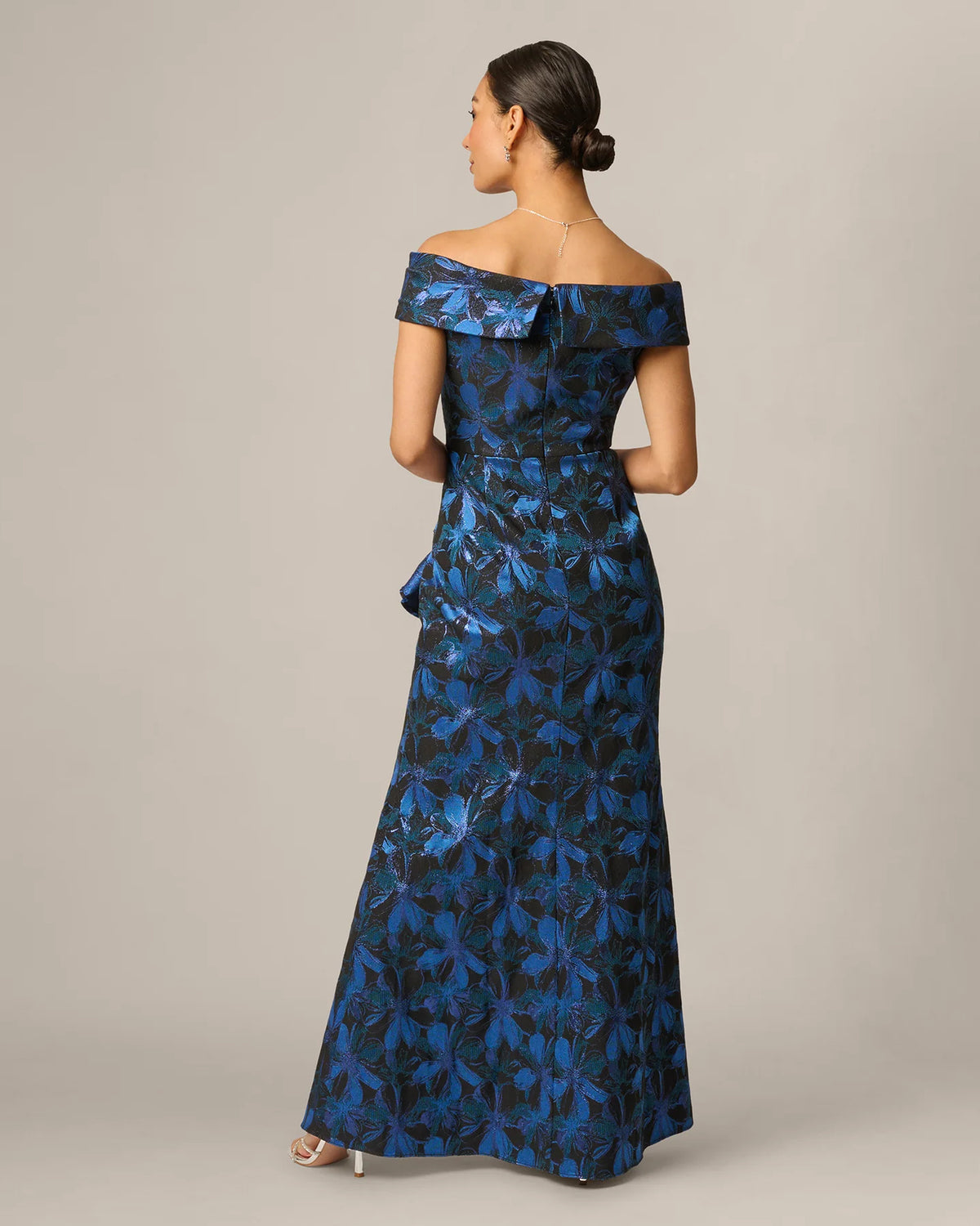 off-shoulder a-line maxi mother of the bride dress - image 5