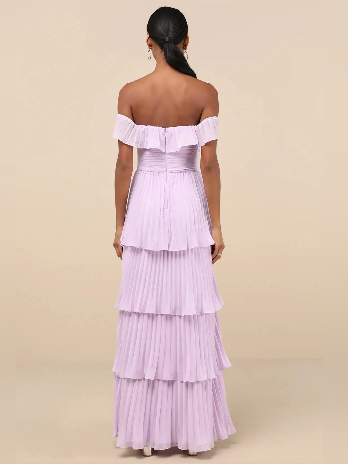 Pale Lemon maxi bridesmaid dress, alternate view showing the skirt and hem