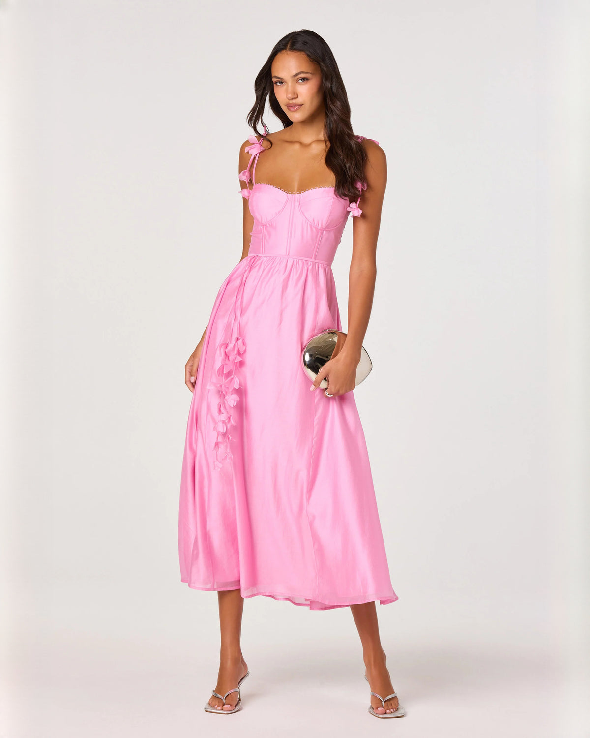 sleeveless satin a-line midi bridesmaid dress - image 5